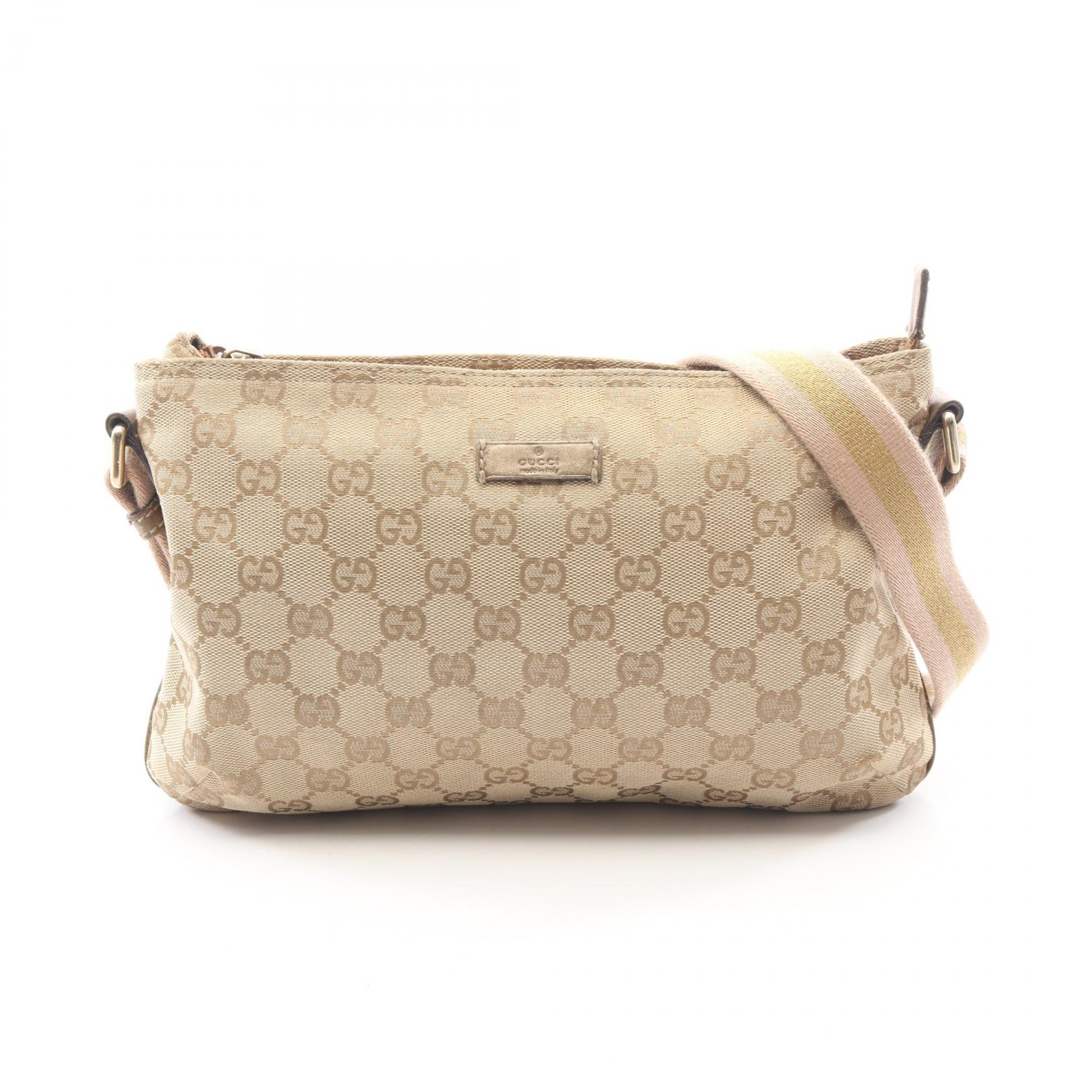 ≪5%OFFクーポン＆まとめ買い10% ～7/26 9:59〆≫グッチ GUCCI GGキャンバス ショルダーバッグ バッグ キャンバス レザー レディース ベージュ系 189749 【中古】｜BRANDOFF TOKYO