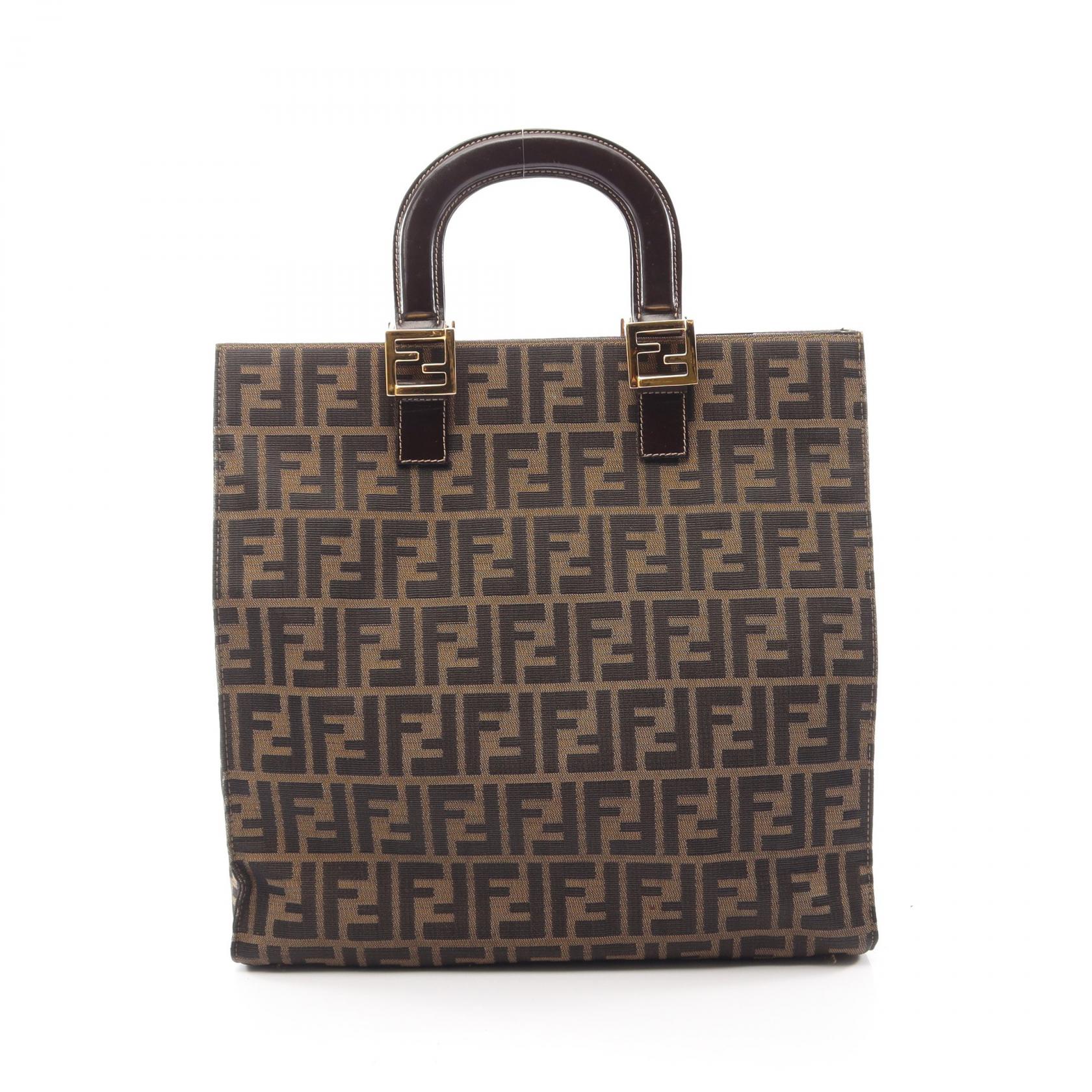 ≪5%OFFクーポン＆まとめ買い10% ～7/26 9:59〆≫フェンディ FENDI ズッカ トートバッグ バッグ キャンバス レザー レディース ブラウン系 / ブラック系 【中古】｜BRANDOFF TOKYO