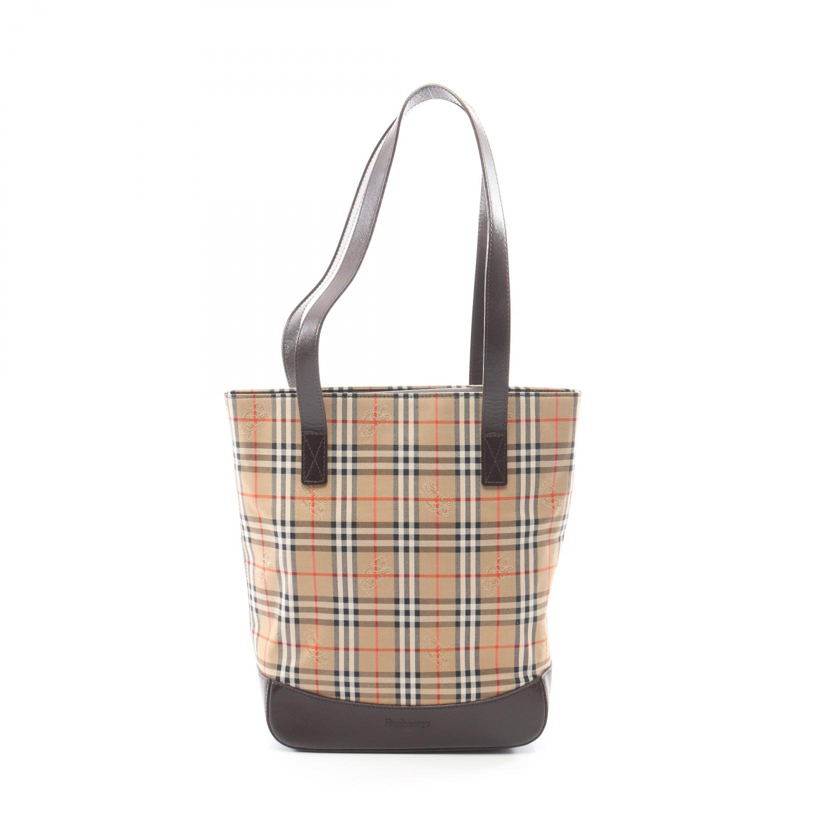 バーバリー BURBERRY ノバチェック トートバッグ バッグ キャンバス レザー レディース ベージュ系 / ブラウン系 【中古】｜BRANDOFF TOKYO