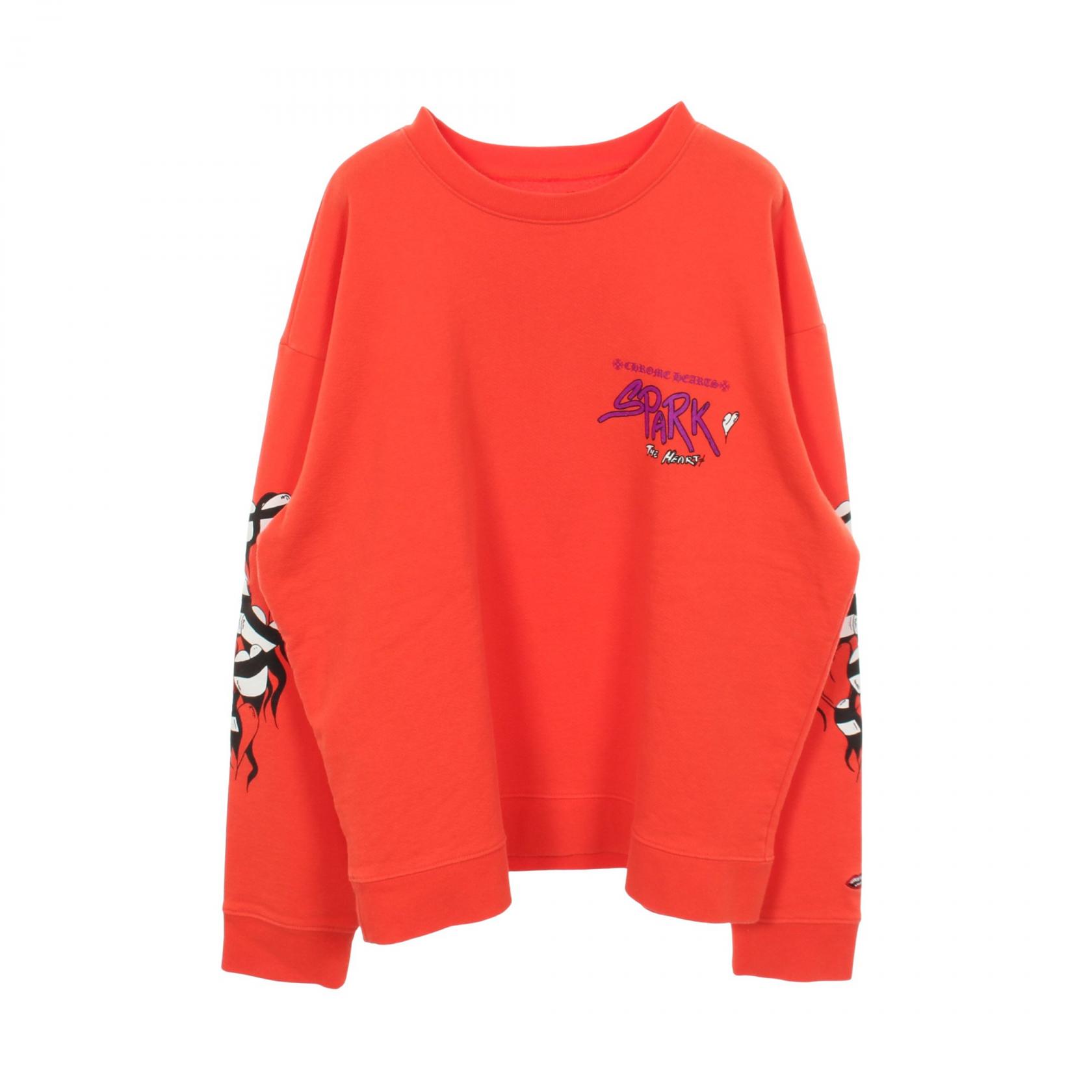 ≪5%OFFクーポン&まとめ買い10% ~7/26 9:59〆≫クロムハーツ CHROME HEARTS PPO SPARK スウェット 衣料品 トップス コットン メンズ オレンジ系 【中古】|BRANDOFF TOKYO