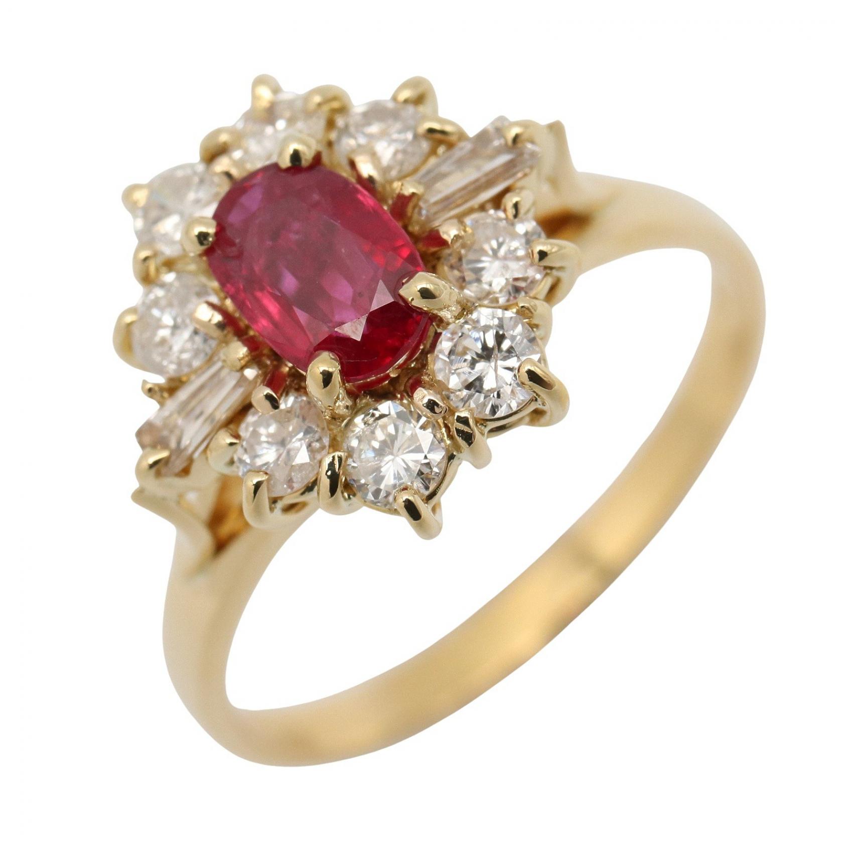 ≪5%OFFクーポン&まとめ買い10% ~7/26 9:59〆≫ジュエリー JEWELRY ルビー ダイヤ リング リング・指輪 ジュエリー K18(イエローゴールド) ダイヤモンド ルビー レディース クリア系 / レッド系 / ゴールド系 ダイヤ 3.2g 【中古】|BRANDOFF TOKYO