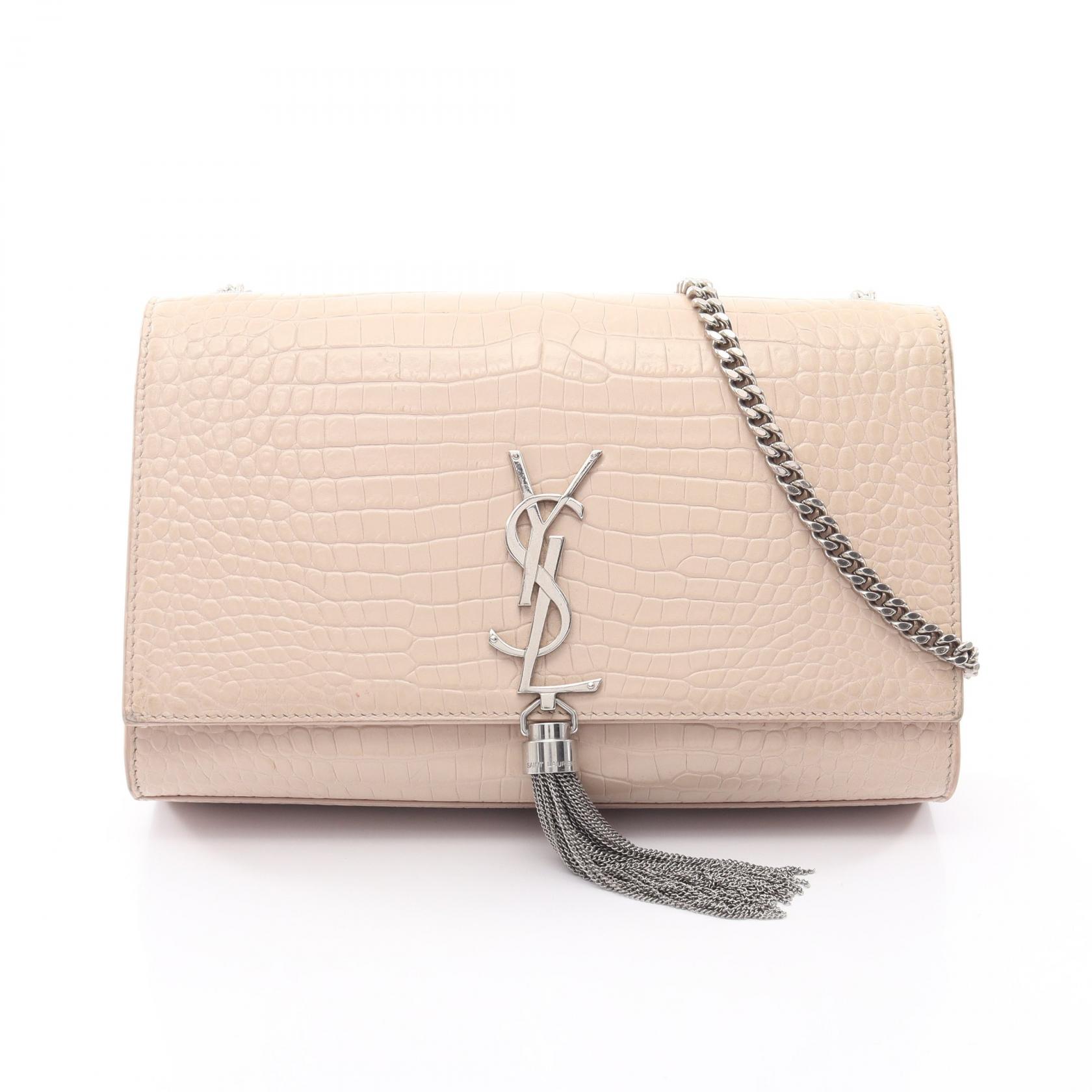 ≪5%OFFクーポン＆まとめ買い10% ～7/26 9:59〆≫サンローランパリ SAINT LAURENT PARIS ケイト モノグラム クロコ型押し ショルダーバッグ バッグ レザー レディース ベージュ系 354119 【中古】｜BRANDOFF TOKYO
