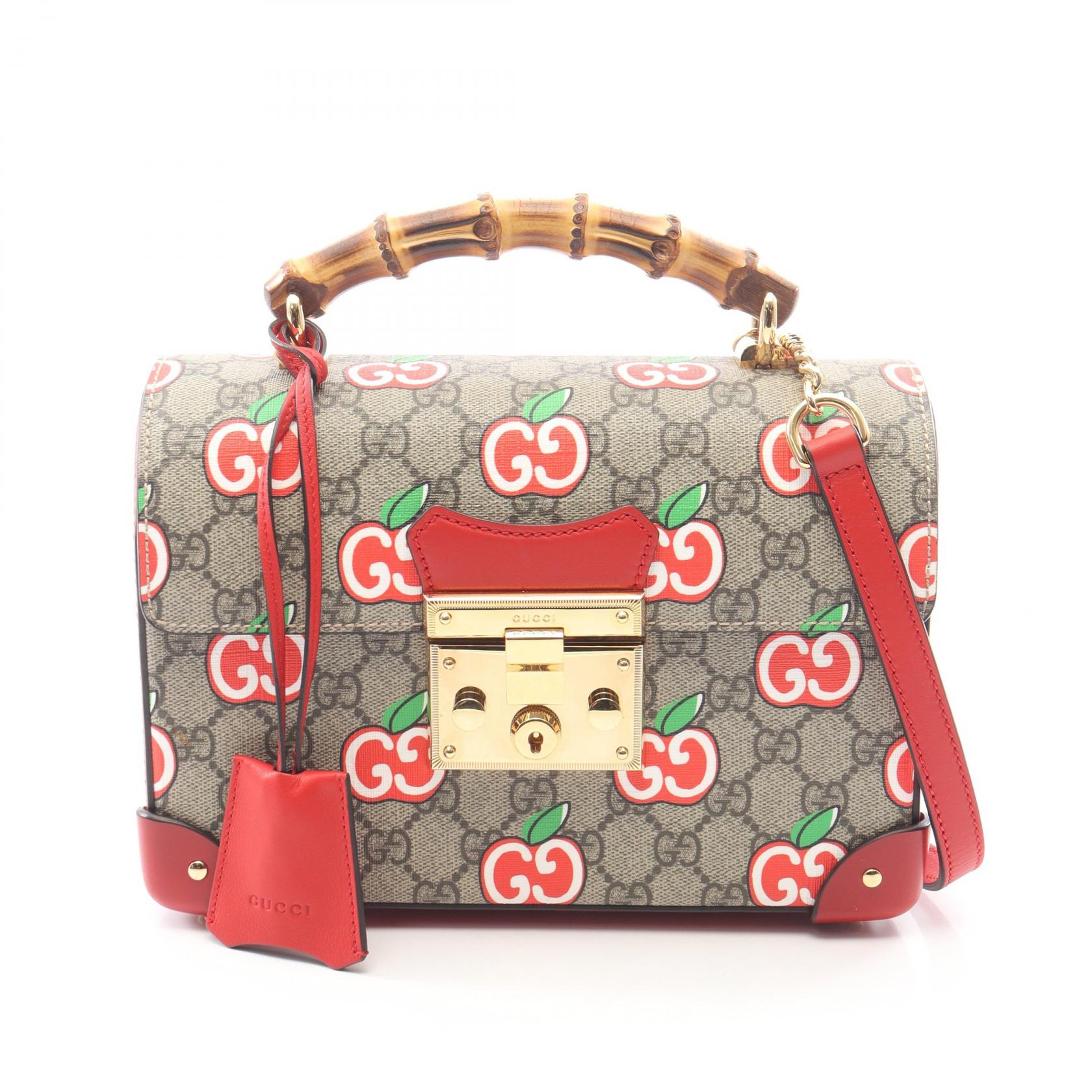 ≪5%OFFクーポン&まとめ買い10% ~7/26 9:59〆≫グッチ GUCCI GGアップル スモール バンブー 2WAY ハンドバッグ バッグ PVCコーティングキャンバス レザー レディース ベージュ系 / マルチカラー 603221 【中古】|BRANDOFF TOKYO