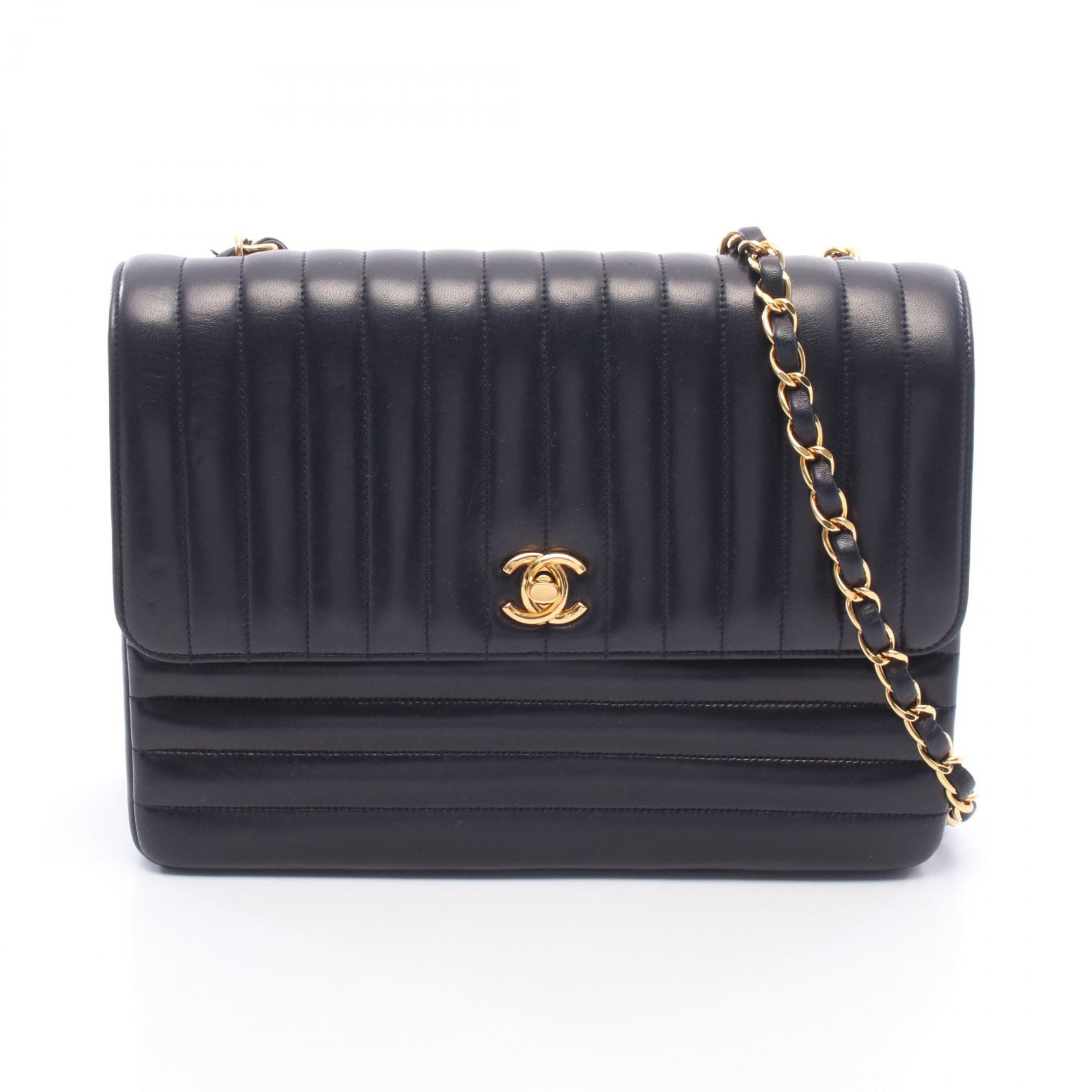≪5%OFFクーポン＆まとめ買い10% ～7/26 9:59〆≫シャネル CHANEL マドモアゼル ショルダーバッグ バッグ ラムスキン（羊革） レディース ネイビー系 【中古】｜BRANDOFF TOKYO