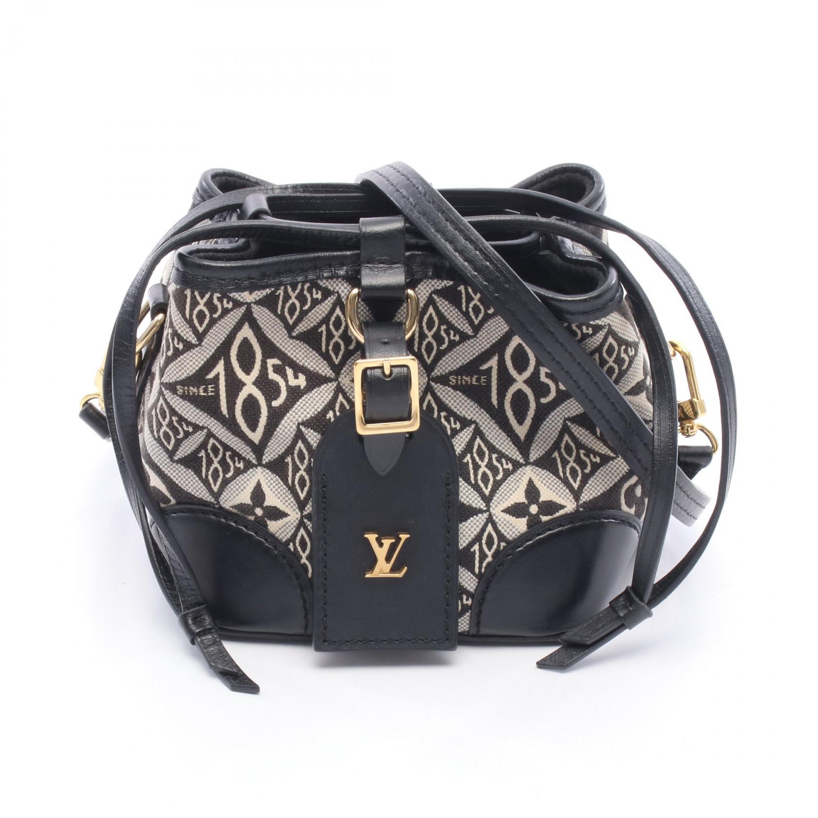 ≪5%OFFクーポン＆まとめ買い10% ～7/26 9:59〆≫ルイ・ヴィトン LOUIS VUITTON ノエ パース モノグラムジャガード SINCE1854 ノワール ショルダーバッグ バッグ キャンバス レザー レディース ブラック系 / グレー系 M69973 【中古】｜BRANDOFF TOKYO