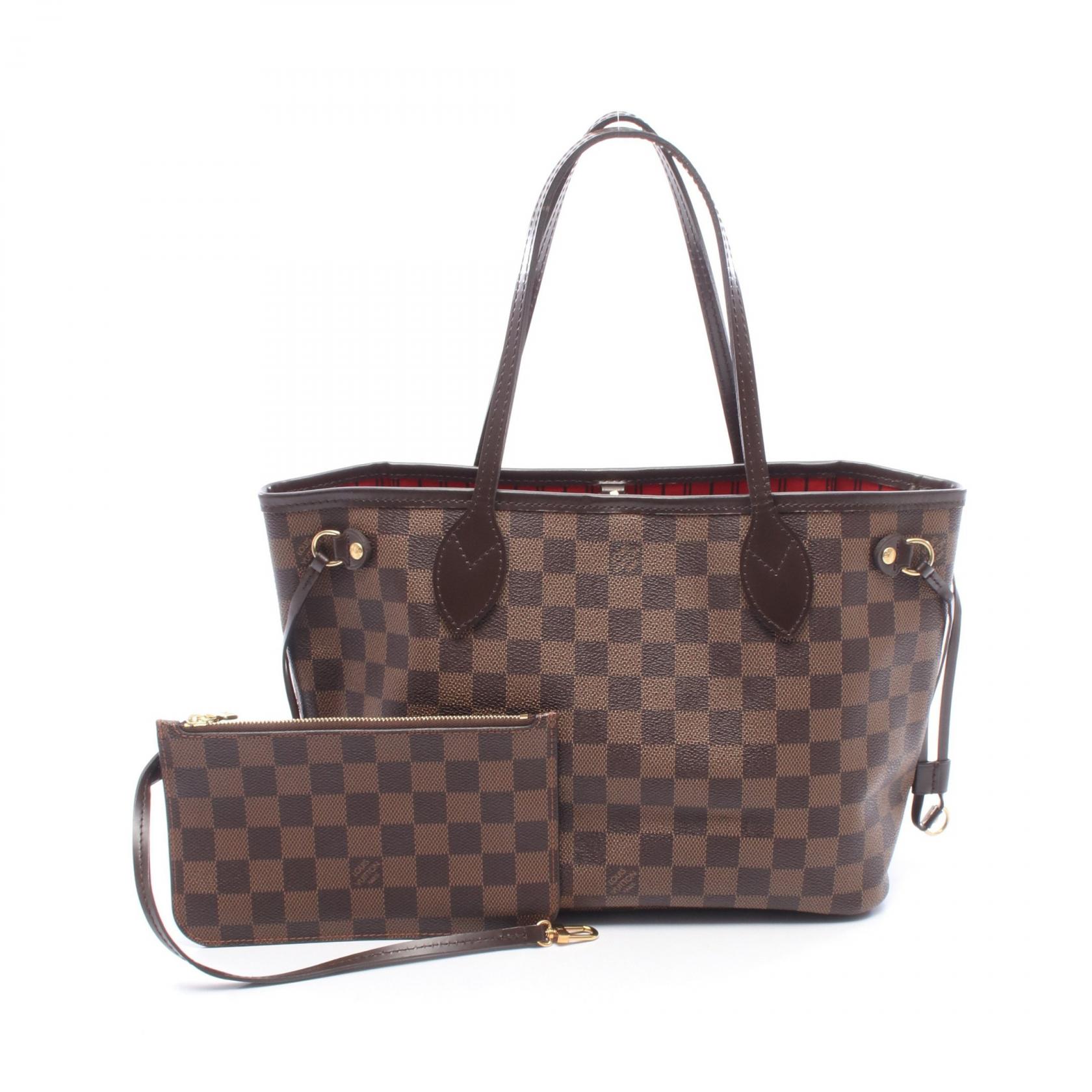 ≪5%OFFクーポン＆まとめ買い10% ～7/26 9:59〆≫ルイ・ヴィトン LOUIS VUITTON ネヴァーフルPM ダミエエベヌ トートバッグ バッグ PVCコーティングキャンバス レザー レディース ブラウン系 N41359 【中古】｜BRANDOFF TOKYO