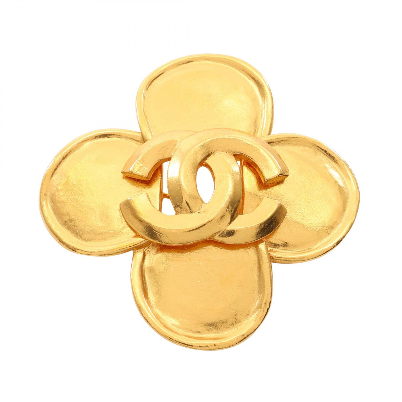シャネル CHANEL ココマーク クローバー ブローチ アクセサリー GP（ゴールドメッキ） レディース ゴールド系 【中古】｜BRANDOFF TOKYO