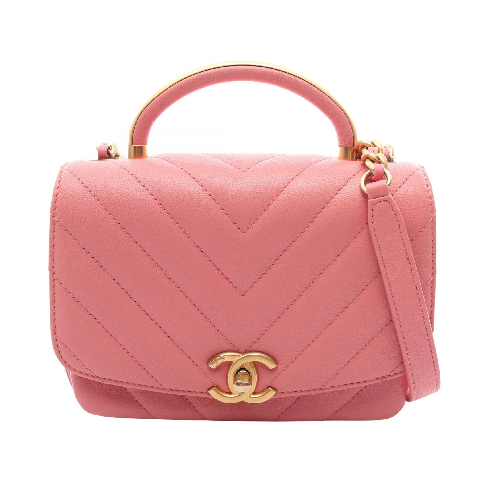 シャネル CHANEL シェブロン Vステッチ トップハンドル 2WAY ショルダーバッグ バッグ レザー レディース ピンク系 【中古】|BRANDOFF TOKYO