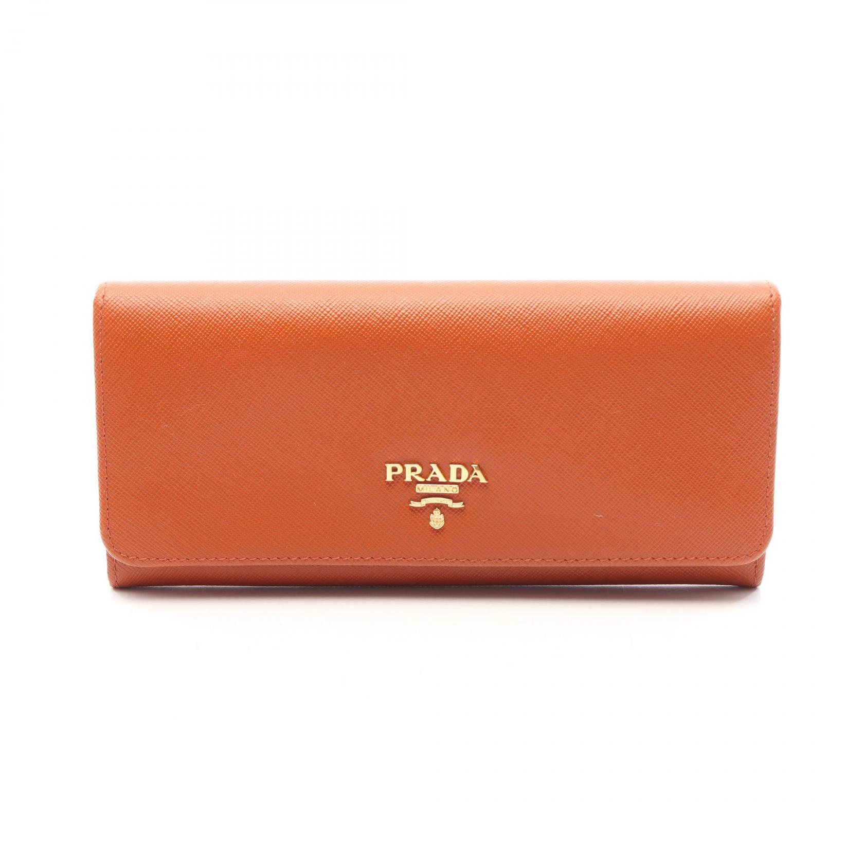プラダ PRADA 二つ折り長財布 財布 サフィアーノレザー レディース ブラウン系 【中古】|BRANDOFF TOKYO