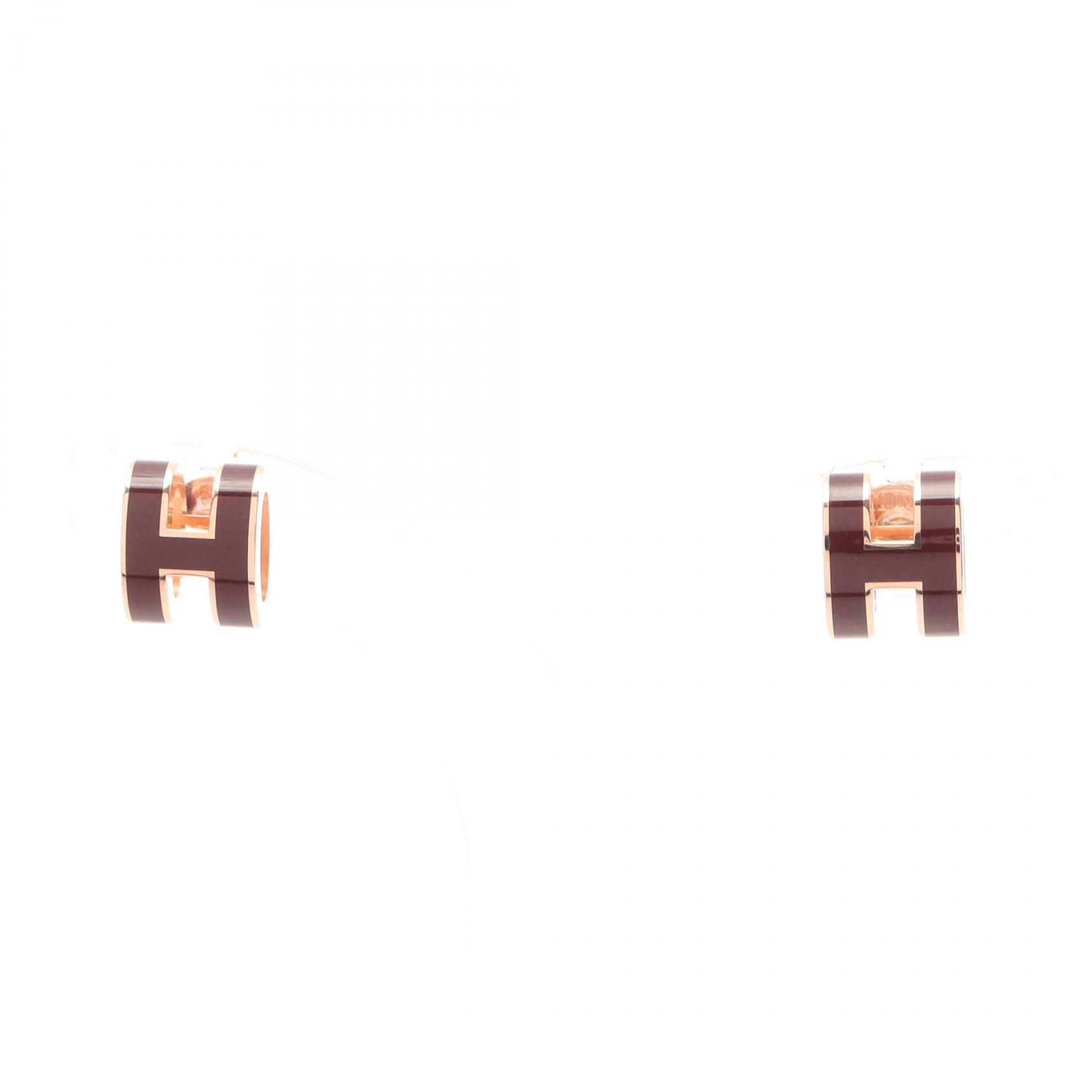エルメス HERMES MINI POP H ミニポップアッシュ ルージュアッシュ ピアス ジュエリー GP（ゴールドメッキ） レディース ゴールド系 / ボルドー系 【中古】｜BRANDOFF TOKYO