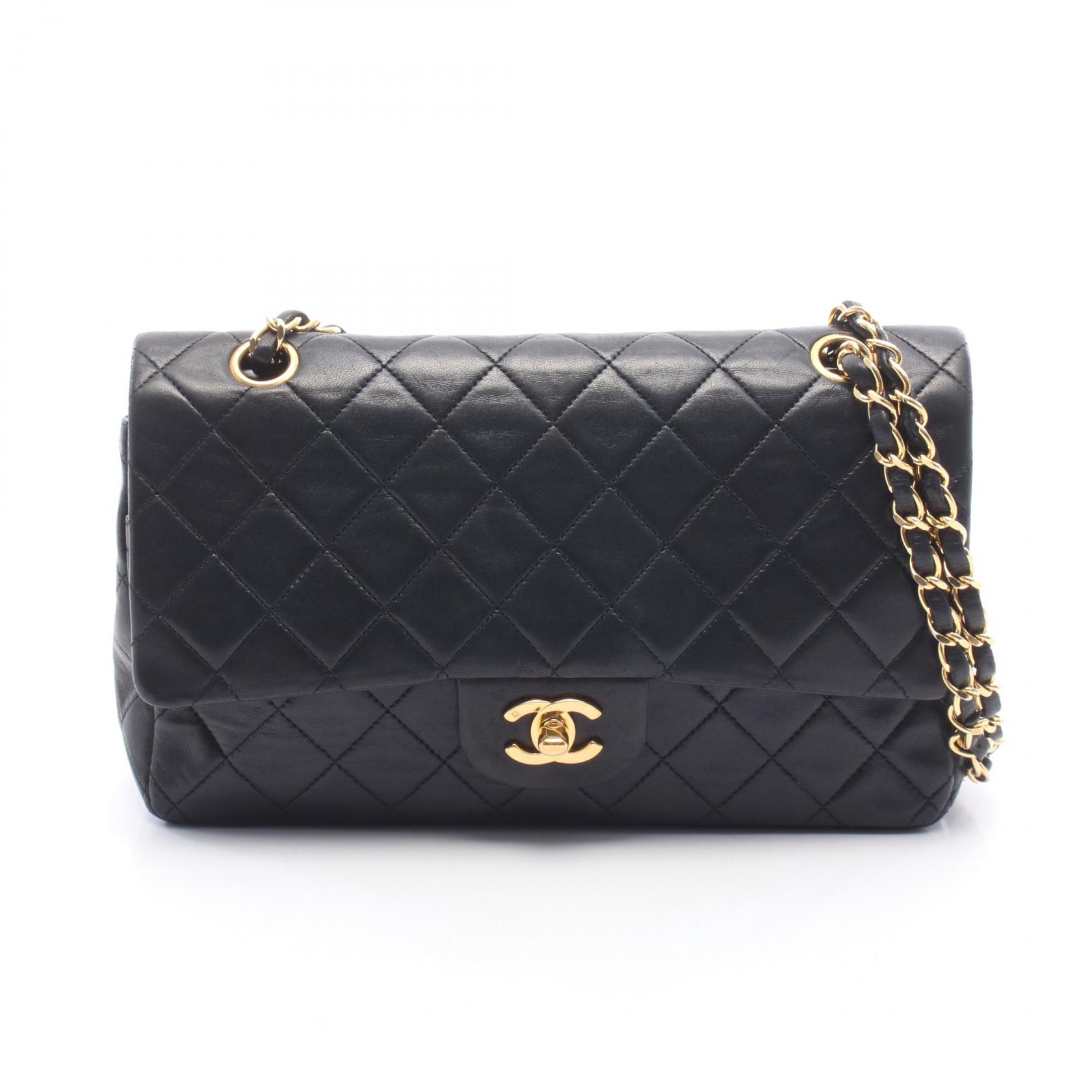 シャネル CHANEL マトラッセ Wフラップ ショルダーバッグ バッグ ラムスキン（羊革） レディース ブラック系 【中古】｜BRANDOFF TOKYO