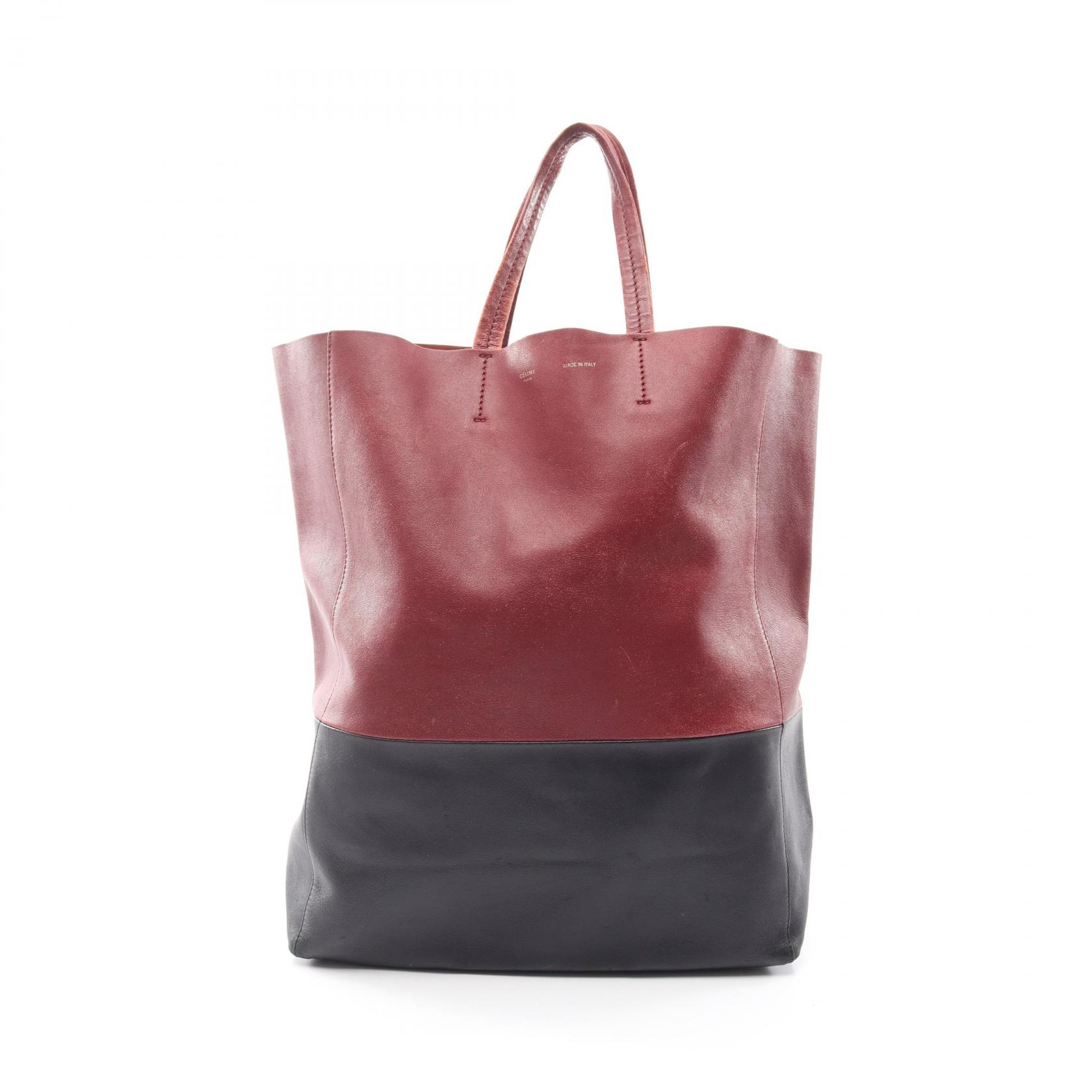 セリーヌ CELINE バーティカルカバ トートバッグ バッグ レザー レディース ボルドー系 / ブラック系 165553 【中古】|BRANDOFF TOKYO