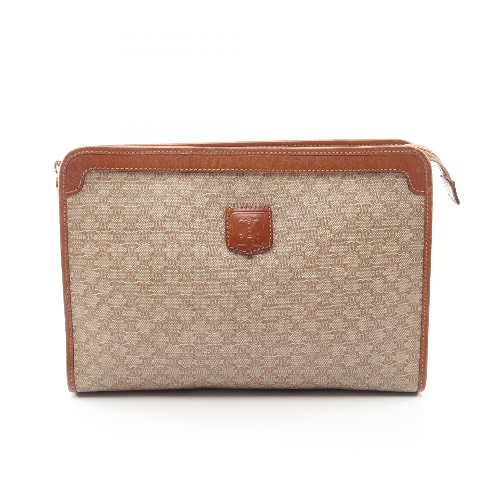 セリーヌ CELINE マカダム セカンドバッグ クラッチバッグ バッグ PVCコーティングキャンバス レザー レディース ベージュ系 / ブラウン系 【中古】|BRANDOFF TOKYO