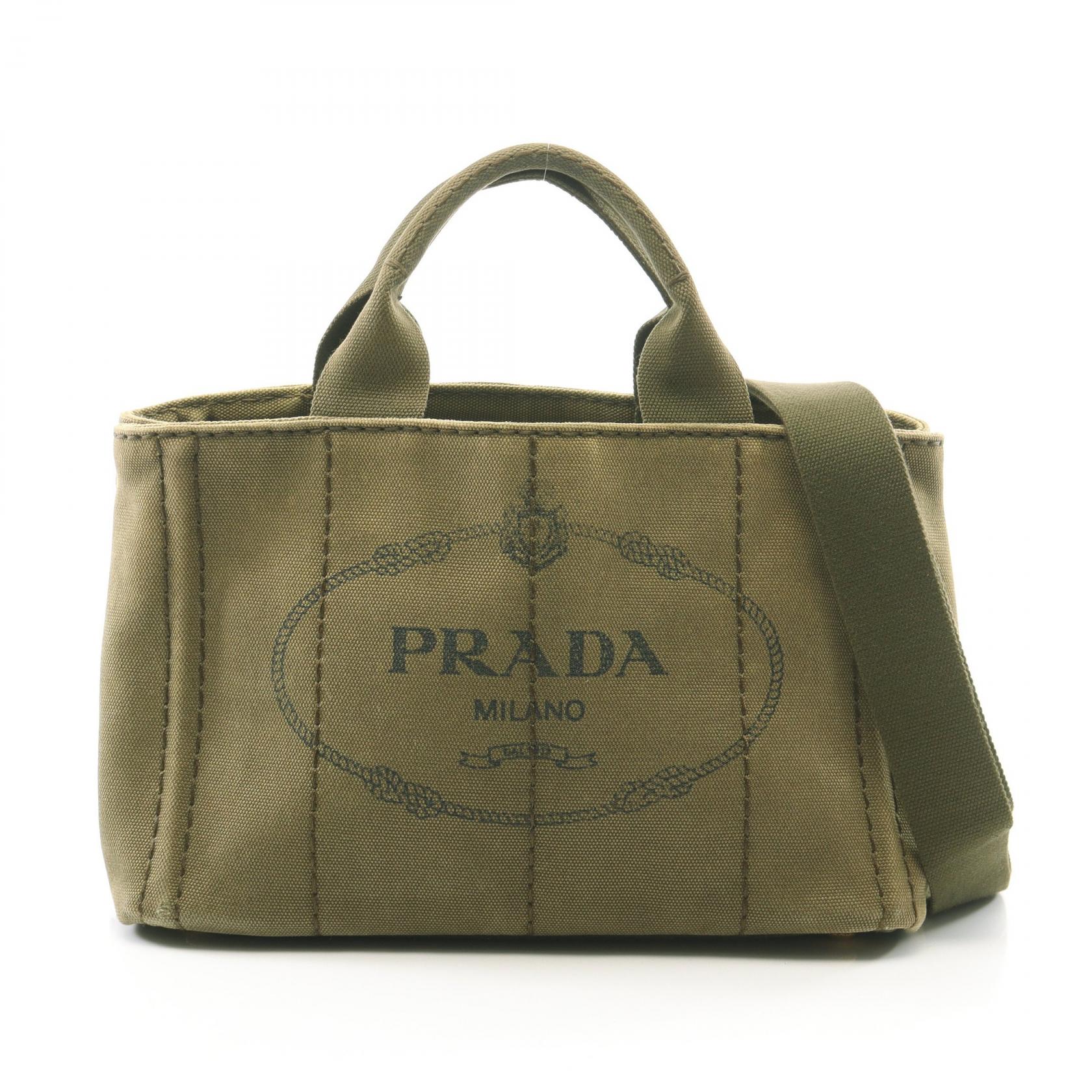プラダ PRADA CANAPA カナパ 2WAY トートバッグ バッグ キャンバス レディース カーキ系 【中古】｜BRANDOFF TOKYO
