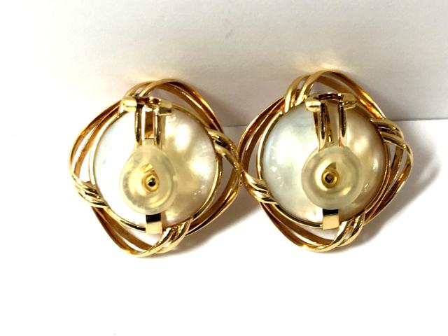 Brandoff Authentic Jewelry Mabe Pearl Earrings K18yg 750 Yellow Authentic Jewelry Mabe Pearl Earrings K18yg 750 Yellow Gold X 1 6mm