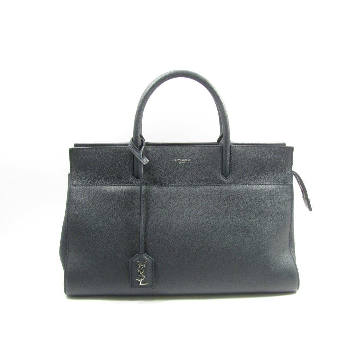 Brandoff Authentic Yves Saint Laurent Rive Gauche Cabas Tote Authentic Yves Saint Laurent Rive Gauche Cabas Tote Shoulder Bag 448967 Leather Calf Navy