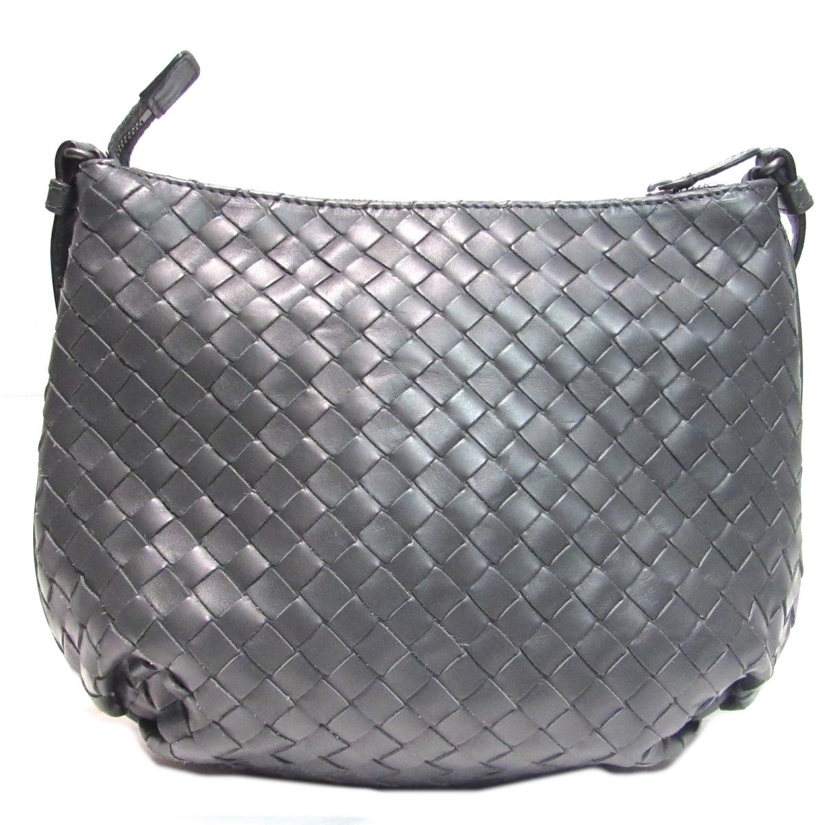 Auth Bottega Veneta Intrecciato Shoulder Crossbody Bag Leather Navy Used Vintage Brandoff Ginza Tokyo An