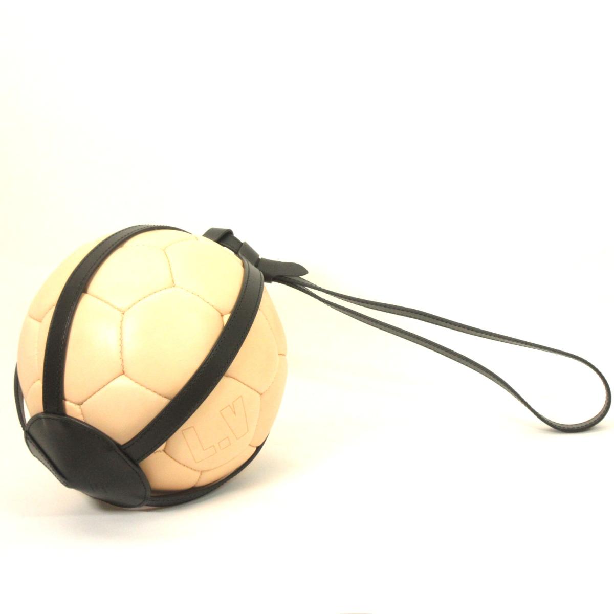 BRANDOFF: Auth LOUIS VUITTON Soccer Ball Football Tanning leather Beige Limited World cup ...