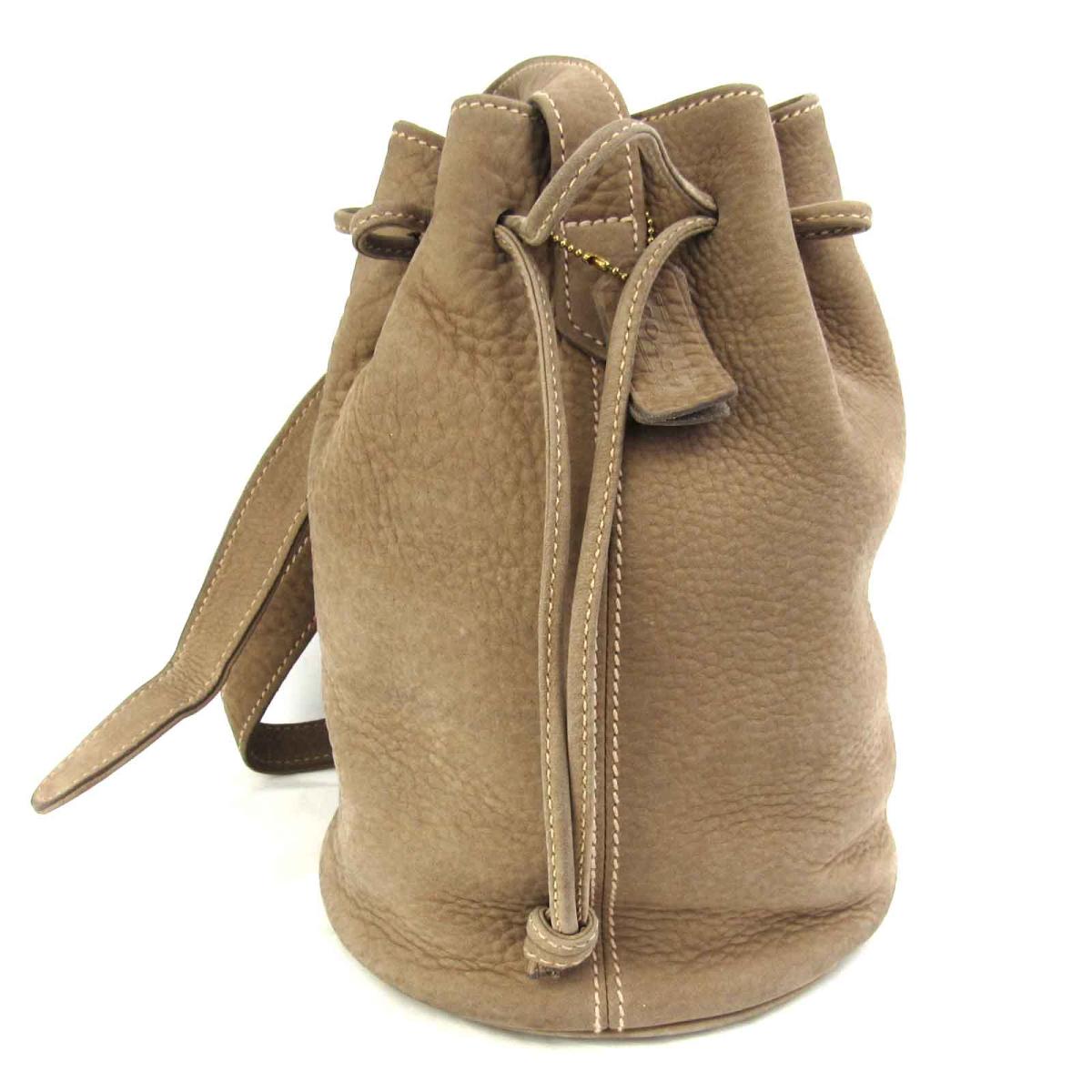 Coach Drawstring Purse Shoulder Bag Lady Leather Suede Beige 4931 Coach Drawstring Purse Shoulder Bag Lady Leather Suede Beige 4931