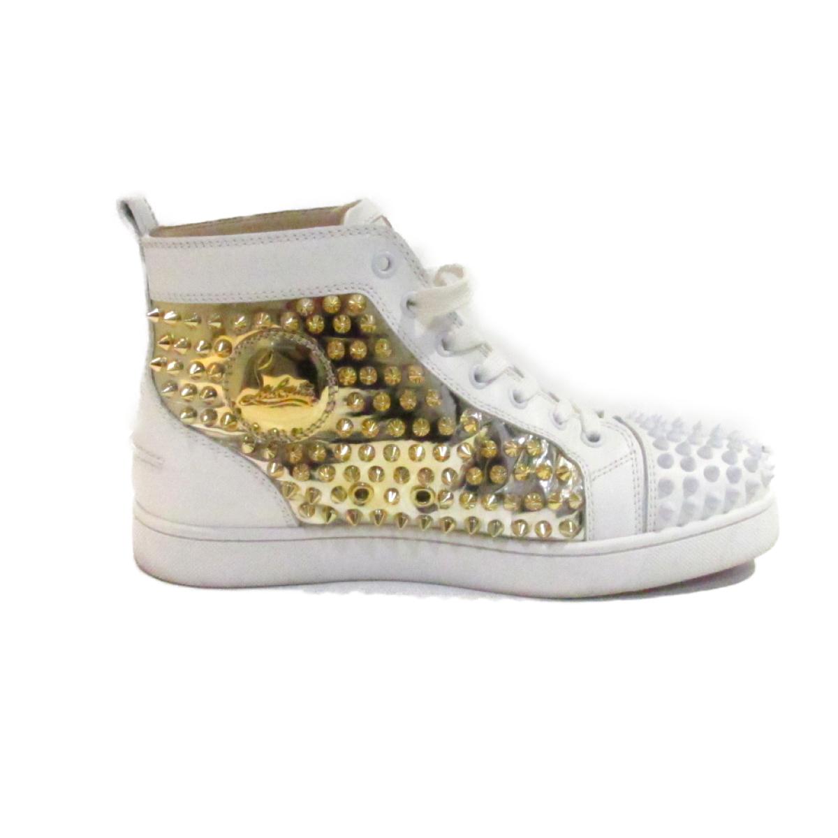 white and gold christian louboutins