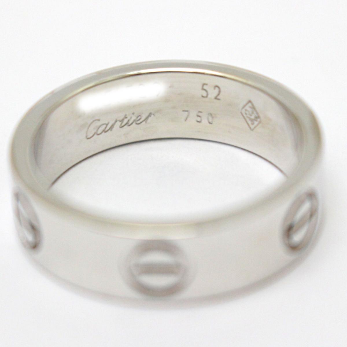 Auth Cartier Love Ring #52 18KWG (750 