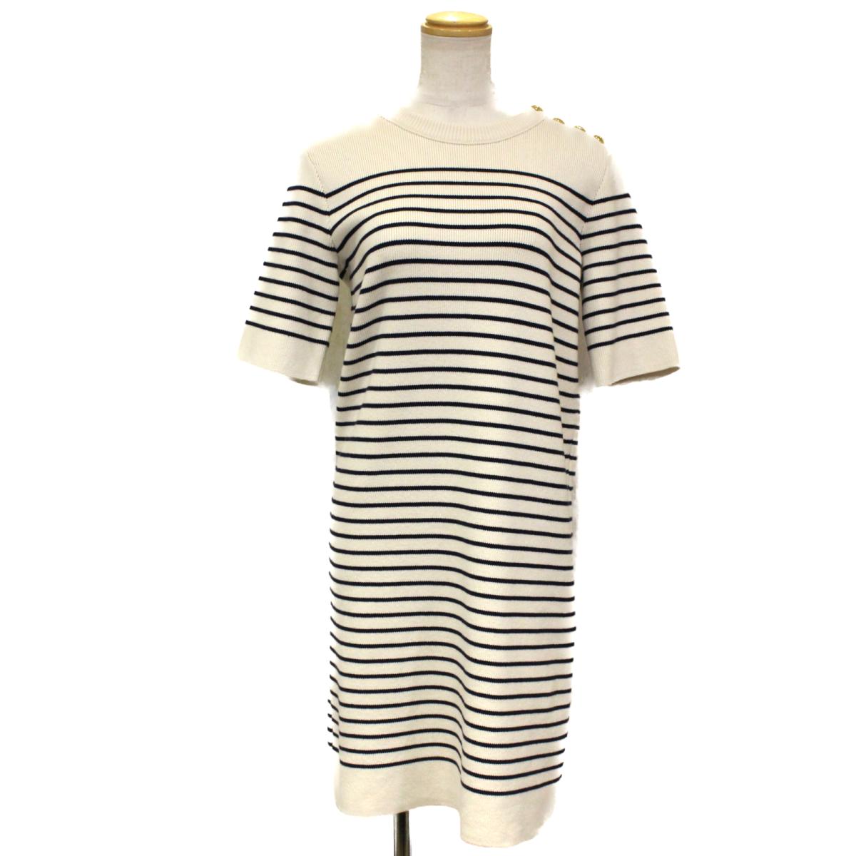 割引 ワンピース セリーヌ 半袖ニット ブランド 衣類 ブランドオフ Brandoff Celine 中古 145i2a37c01cn ネイビー アイボリー ポリウレタン1 ナイロン7 X コットン92 レディース 衣料品 ワンピース ボーダー Fah Co Bw