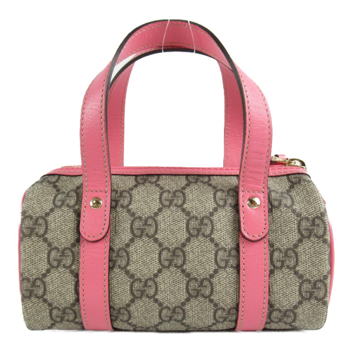 グッチ Ggスプリーム ミニボストン ハンドバッグ バッグ 旅行 中古 レディース コーティングキャンバス Pvc Ggスプリーム ｘレザー ピンク X ベージュ 中古 Gucci Brandoff ブランドオフ メンズ ブランド ブランドバッグ バック ボストンバッグ