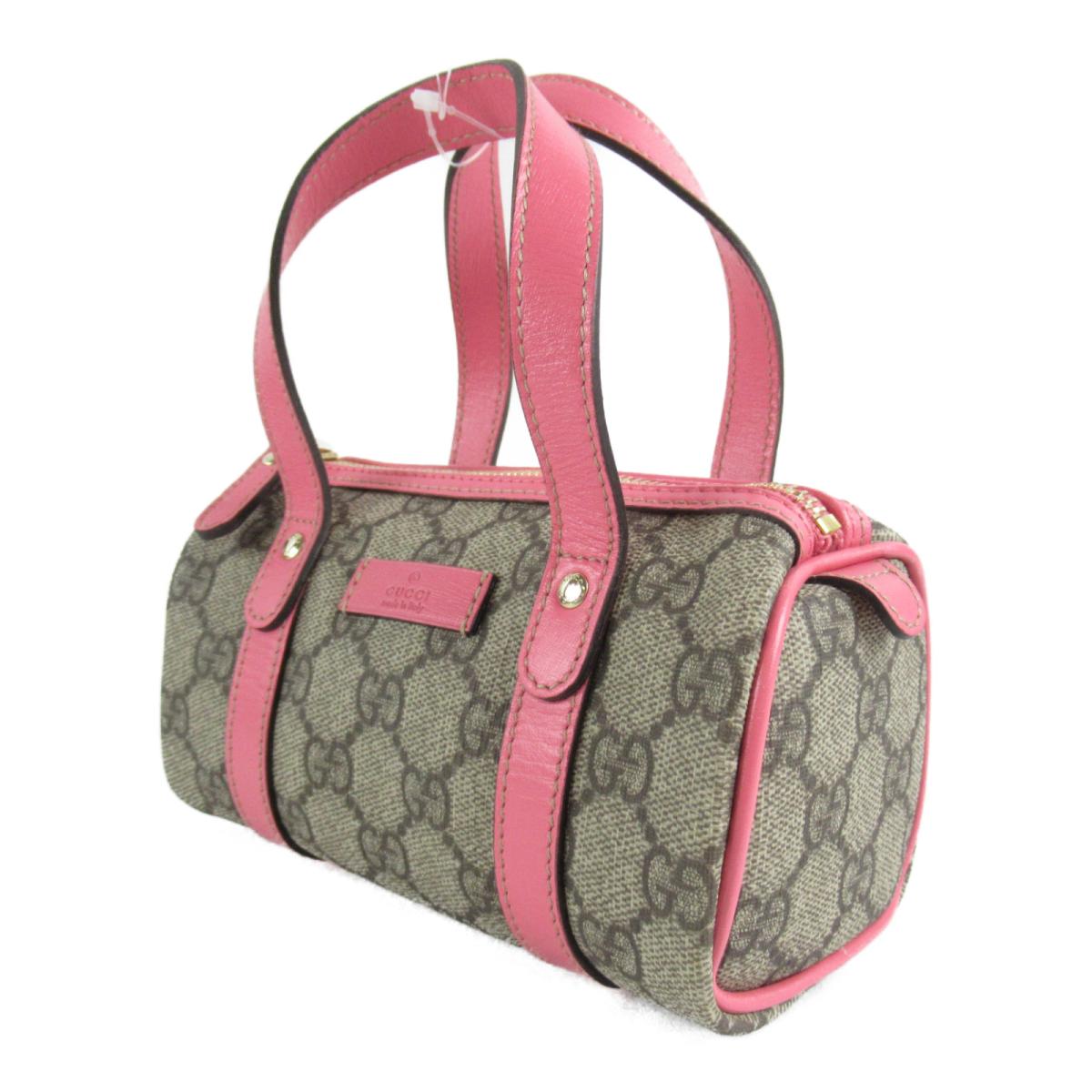 グッチ Ggスプリーム ミニボストン ハンドバッグ バッグ 旅行 中古 レディース コーティングキャンバス Pvc Ggスプリーム ｘレザー ピンク X ベージュ 中古 Gucci Brandoff ブランドオフ メンズ ブランド ブランドバッグ バック ボストンバッグ