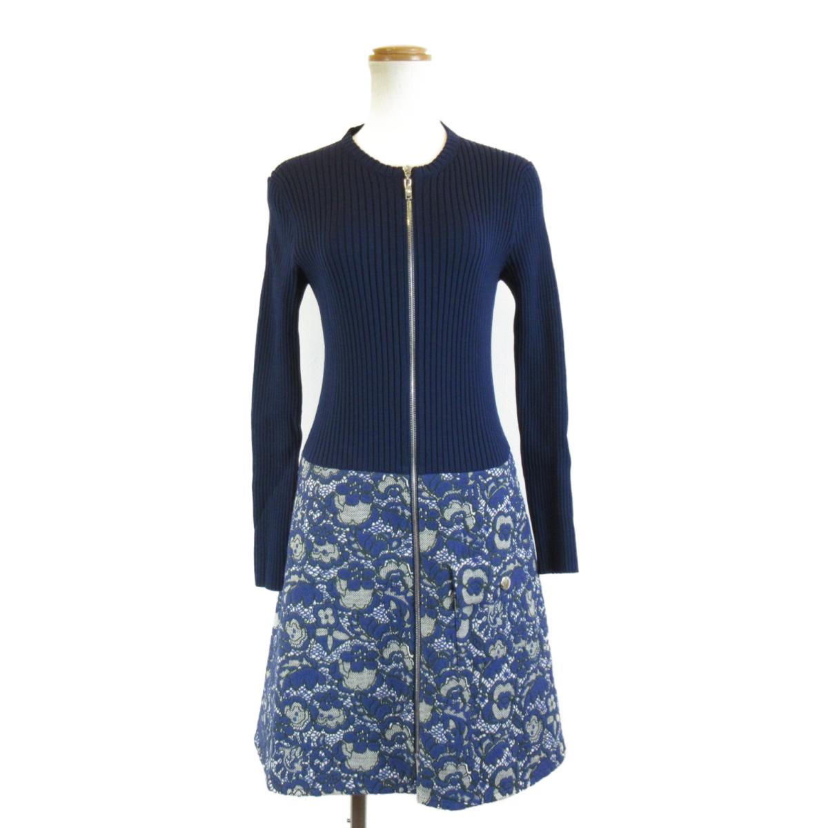 中古 ルイヴィトン ワンピース 衣料品 レディース ポリエステル X ウール ブルー Filmsdeculfrancais Com