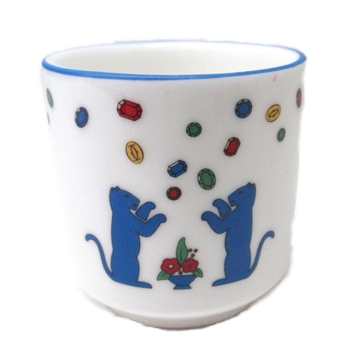 中古 カルティエ メンゾデインファント ミニマグカップ その他 ユニセックス 瀬戸物 白いこと X ブルー Cartier メンゾデインファント ミニコップ その他 地位a 銘柄オフ 生まれる月日 ギフト おくり物 Damienrice Com