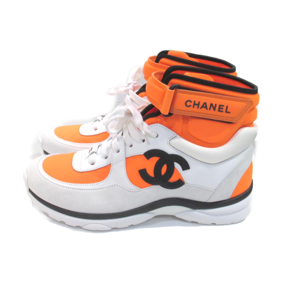 6 4 時より 全品ポイント3倍 最大1万円offクーポン 中古 シャネル ハイカットスニーカー その他 レディース レザー スエード ナイロン 蛍光オレンジ ホワイト グレー G Allseasonparks De