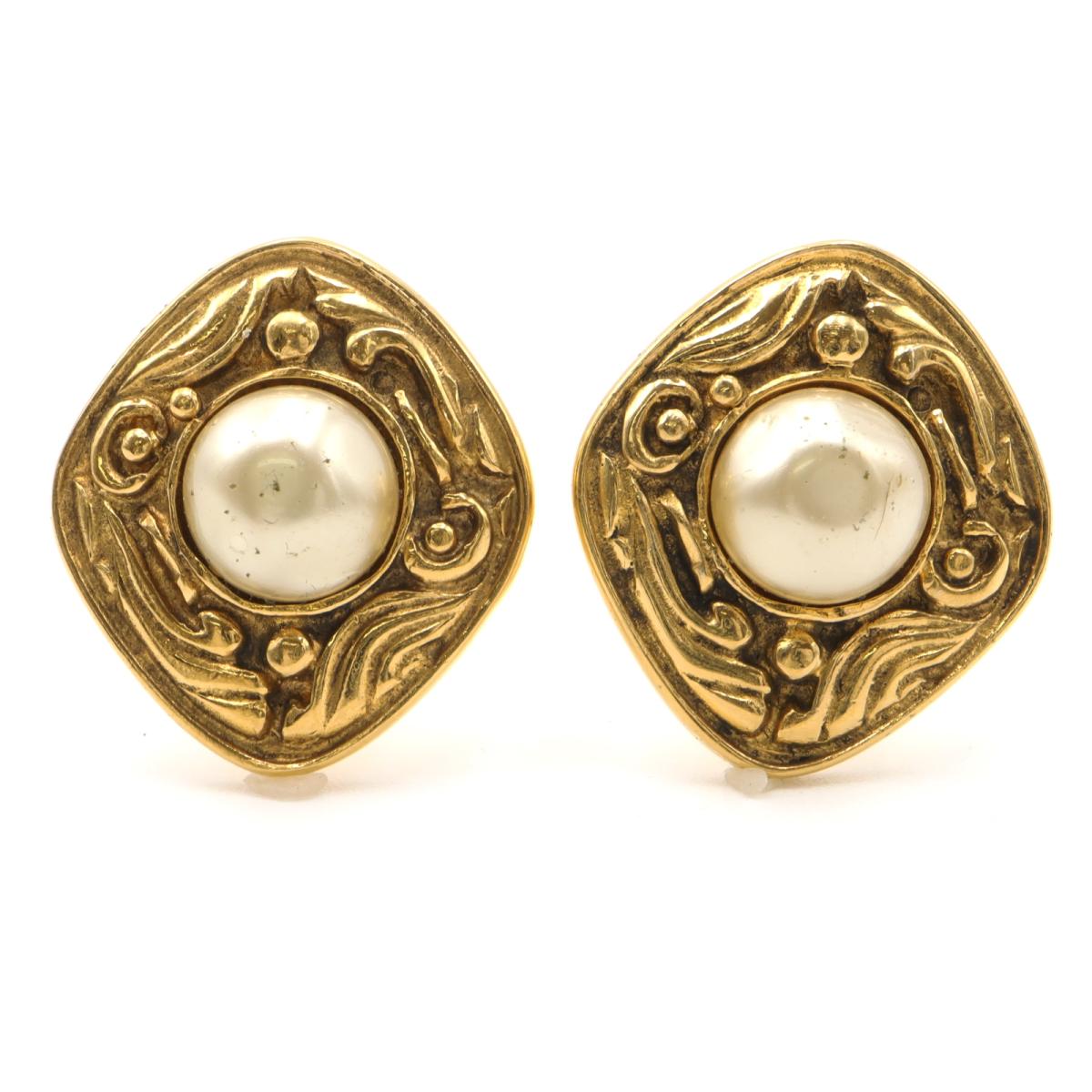 X その他 中古 アクセサリー Gpメンズ Brandoff銀座 アクセサリー カフス ゴールド Chanel フェイクパール ゴールド X シャネル レディース Gp ゴールドメッキ カフス シャネル カフス ランクa ブランドオフ ホワイト ゴールド系