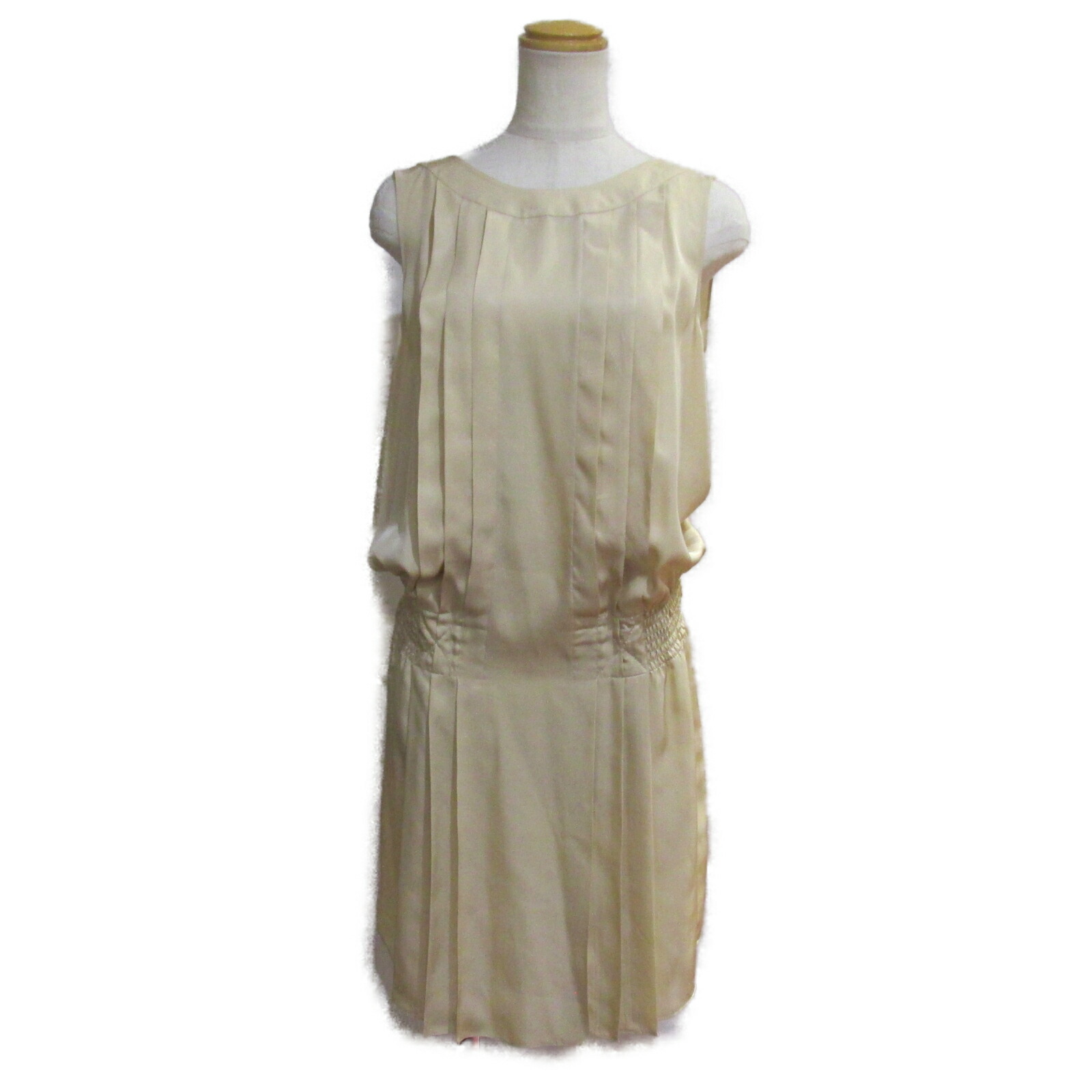 Brandoff銀座 衣料品 衣料品 シルクレディース ワンピース 最大2万円offクーポン 全品ポイント2倍 ワンピース シャネル ワンピース 8 9から Chanel Pv ベージュ系 中古 ワンピース シャネル ワンピース ランクa ブランドオフ トップス