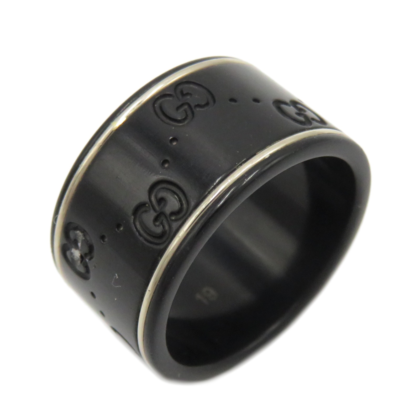 【楽天市場】グッチ GUCCI アイコンリング ワイド ブラックコランダム リング・指輪 ジュエリー K18WG （ホワイトゴールド