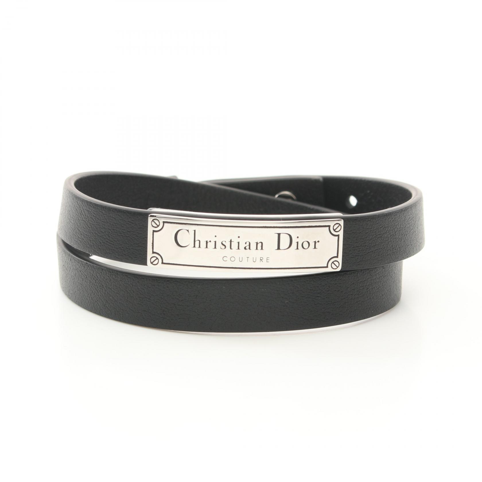 ディオール・オム DIOR HOMME COUTURE ブレスレット アクセサリー レザー ステンレススチール メンズ ブラック系 / シルバー系 B1896HOMLE004 【新品】