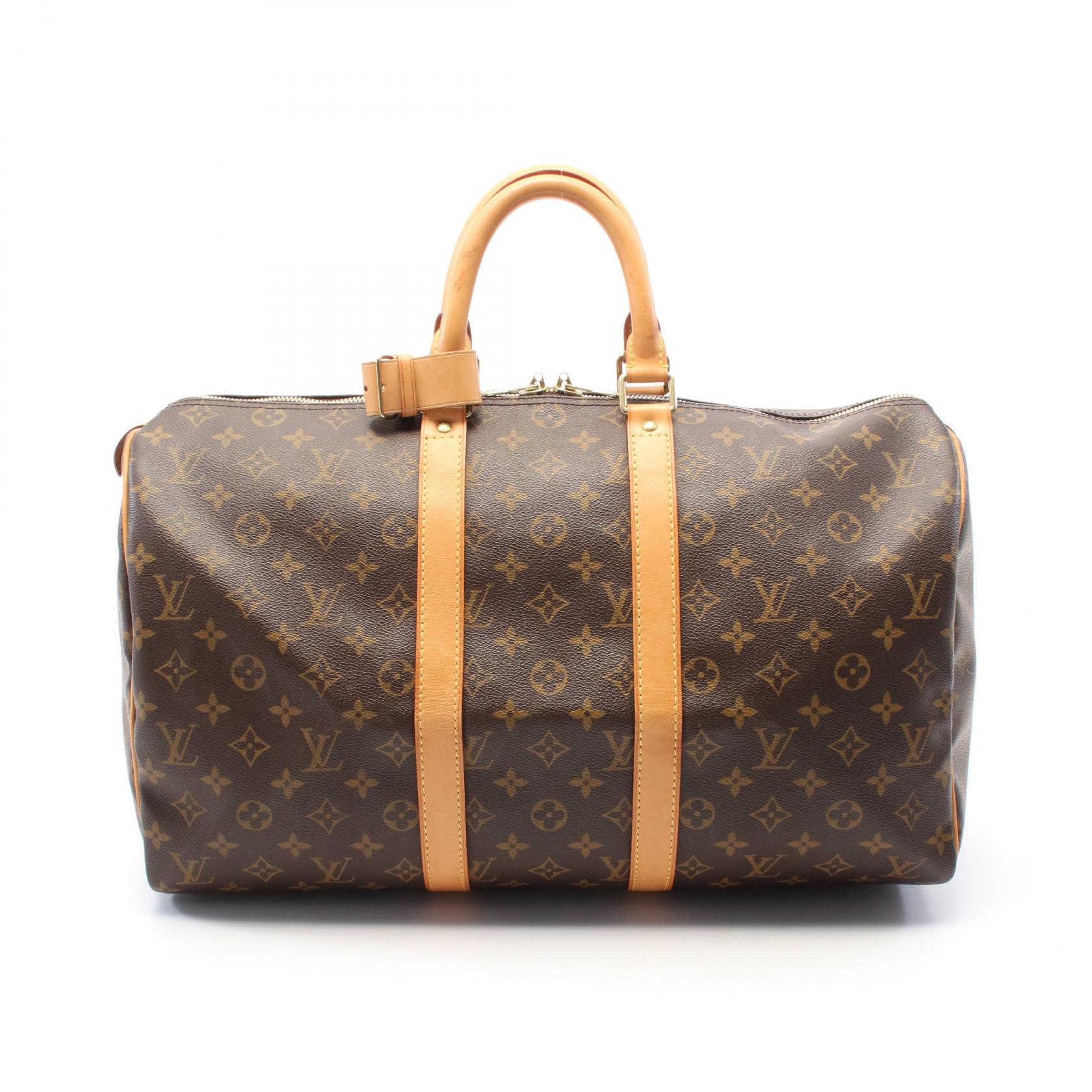 【5%OFFクーポン×ポイント5倍】ルイ・ヴィトン LOUIS VUITTON キーポル45 ボストンバッグ バッグ PVCコーティングキャンバス レザー モノグラム メンズ レディース ブラウン系 M41428 【中古】