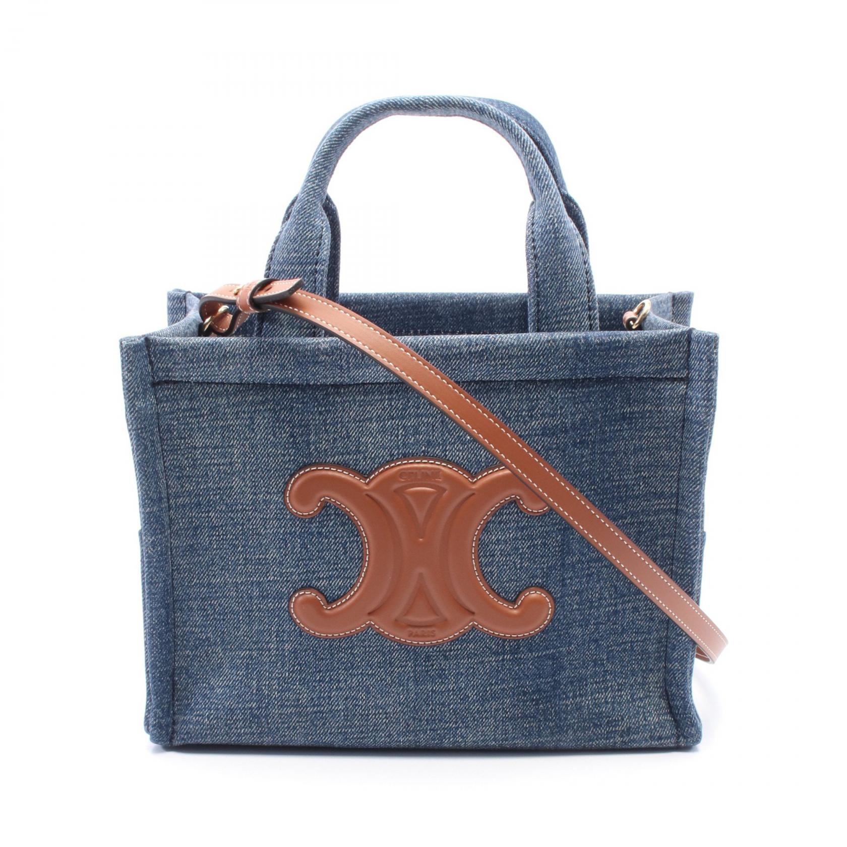 新春お買い得１点のみ　セリーヌ　ブルー　3共布ショルダー紐付　タック入通勤バッグ クリアランスSALE セリーヌ ブルー 3共布ショルダー紐付 タック入通勤