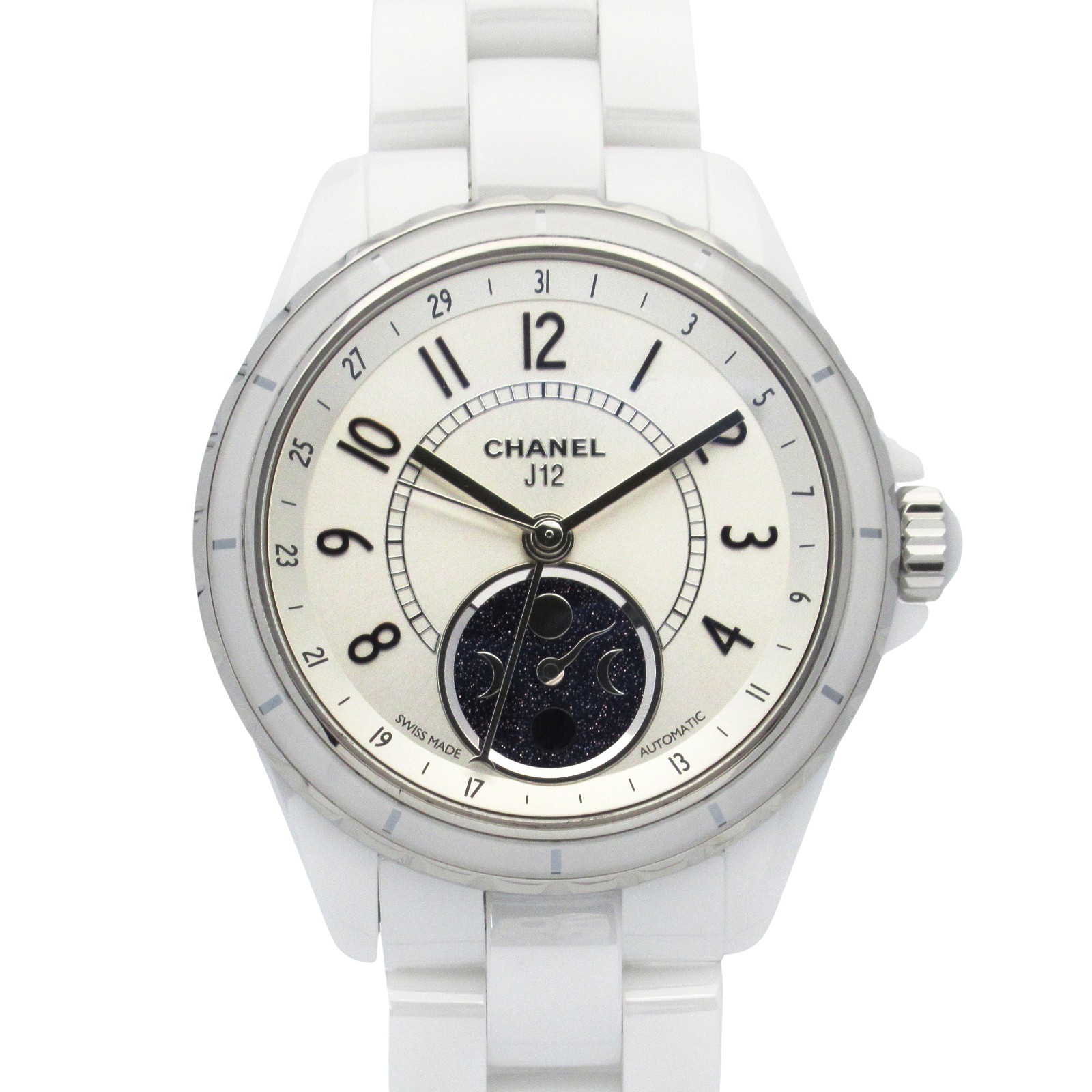 シャネル CHANEL J12 ファーズ ドゥ リュヌ ムーンフェイズ 腕時計 時計 セラミック メンズ ホワイト系 H3404 【中古】