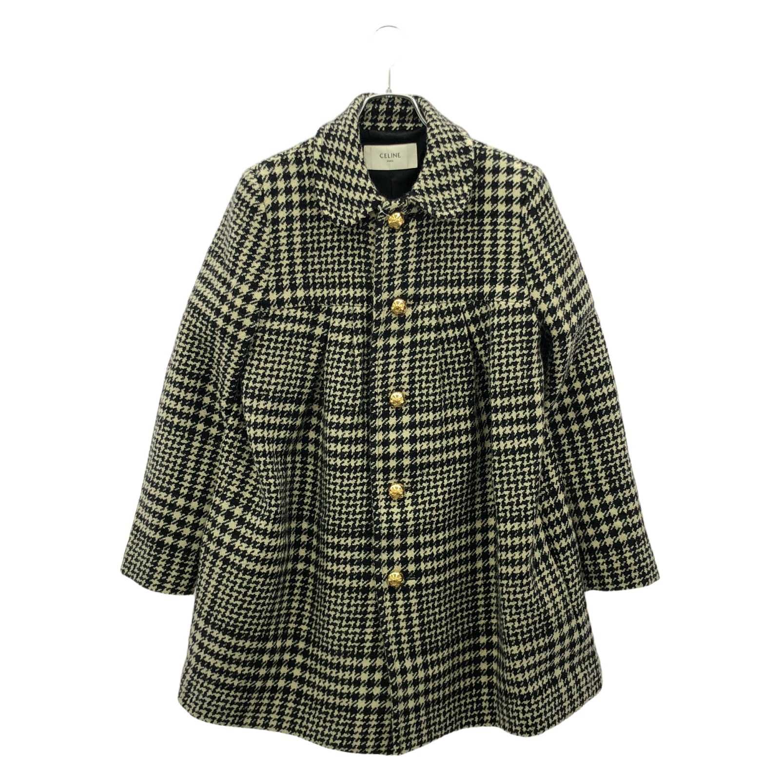 美品セリーヌCELINE極上カシミヤ混ウール カーブ襟 ロゴボタン ミディコート CELINE - 美品 セリーヌ CELINE フィービー期 コート ロングコート