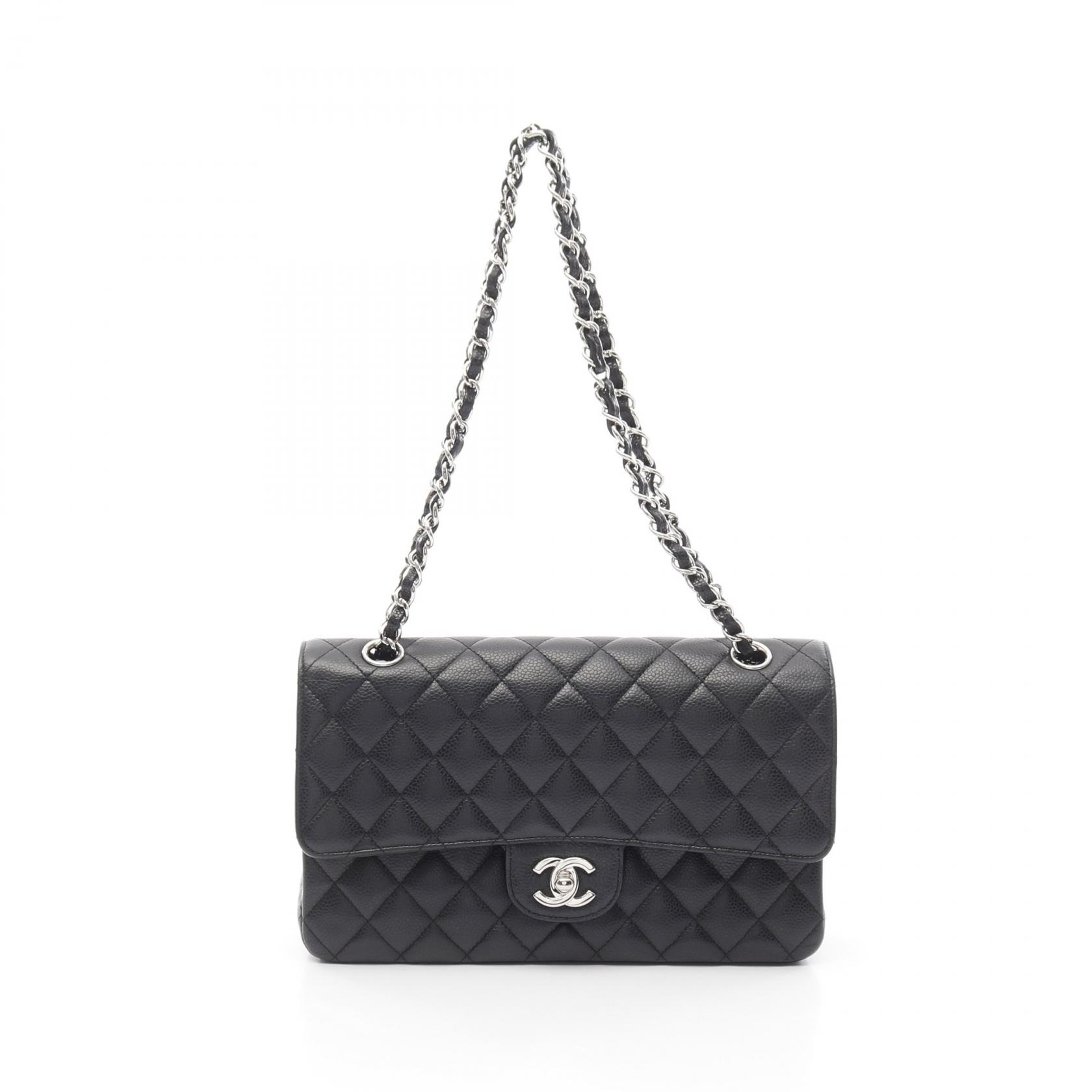 シャネル CHANEL マトラッセ Wフラップ ショルダーバッグ バッグ キャビアスキン(グレインドカーフ) レディース ブラック系 A01112 【中古】 2101218854121_1.jpg
