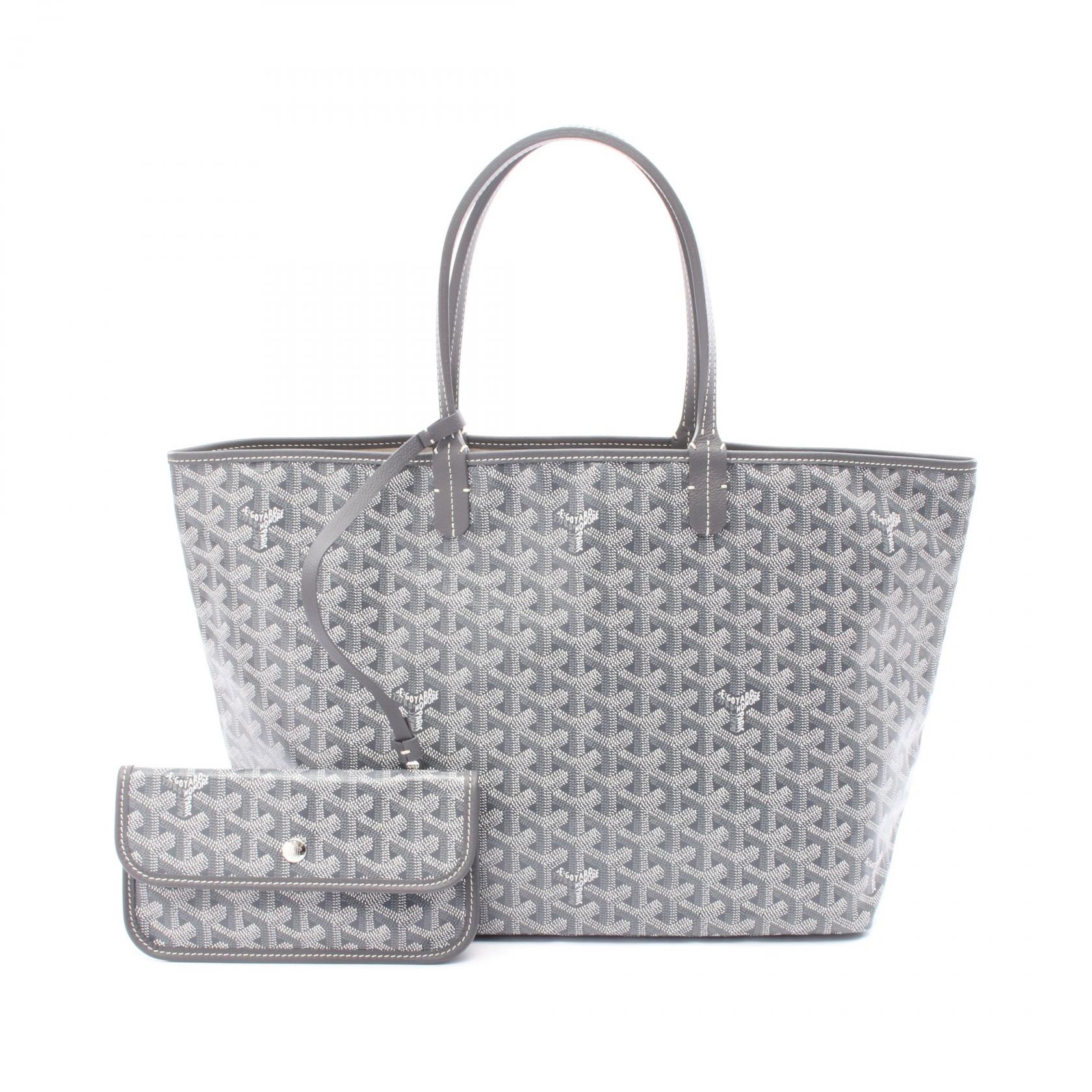 ゴヤール GOYARD サンルイPM トートバッグ バッグ PVCコーティングキャンバス レザー レディース グレー系 / ホワイト系 【中古】