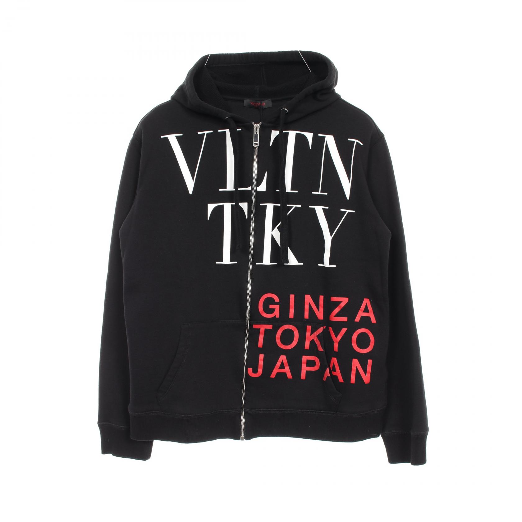 【P5倍×20%OFFクーポン】ヴァレンチノ Valentino VLTNロゴ パーカー 衣料品 トップス コットン メンズ ブラック系 【中古】