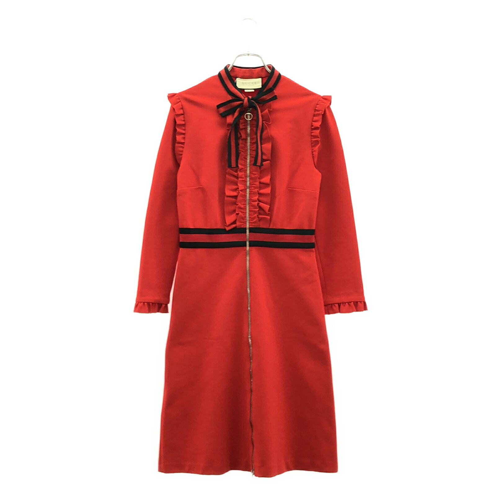 Gucci レッドワンピース 6 海外限定GUCCI*GGモノグラム コットン混ニットワンピース レッド