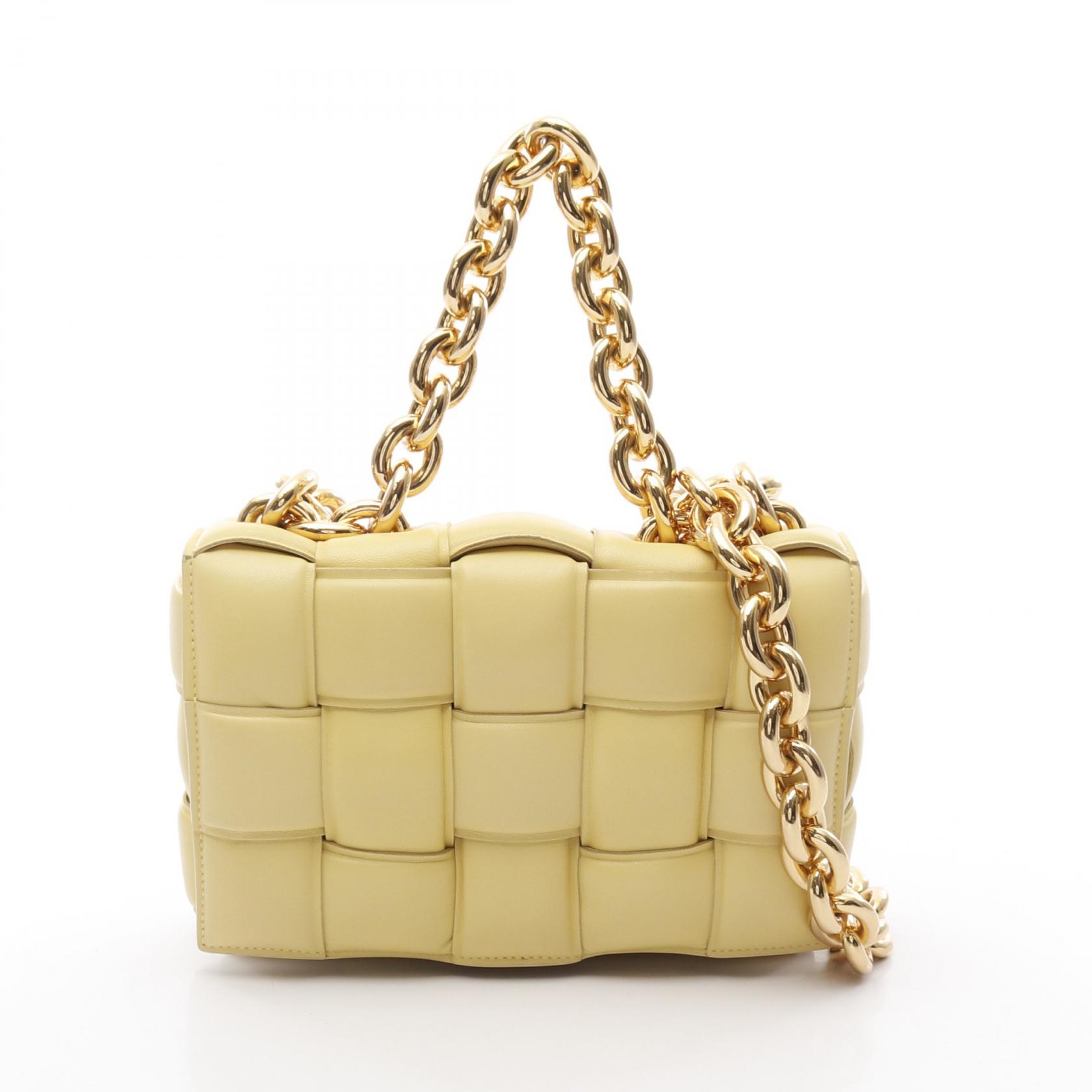 ボッテガヴェネタ BOTTEGA VENETA ザ チェーン カセット ショルダーバッグ バッグ ラムスキン(羊革) ラムレザー レディース イエロー系 【中古】