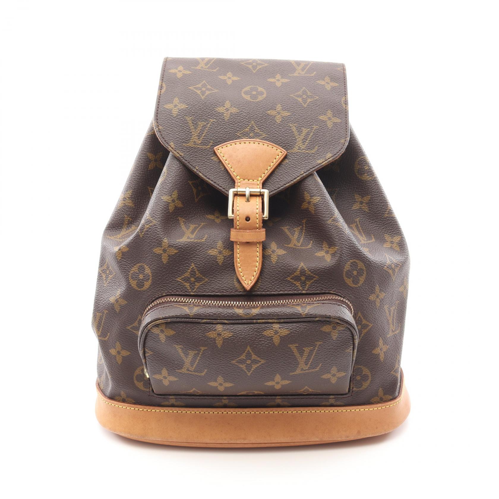 【5%OFFクーポン×ポイント5倍】ルイ・ヴィトン LOUIS VUITTON モンスリMM リュックサック バックパック バッグ PVCコーティングキャンバス レザー モノグラム レディース ブラウン系 M51136 【中古】