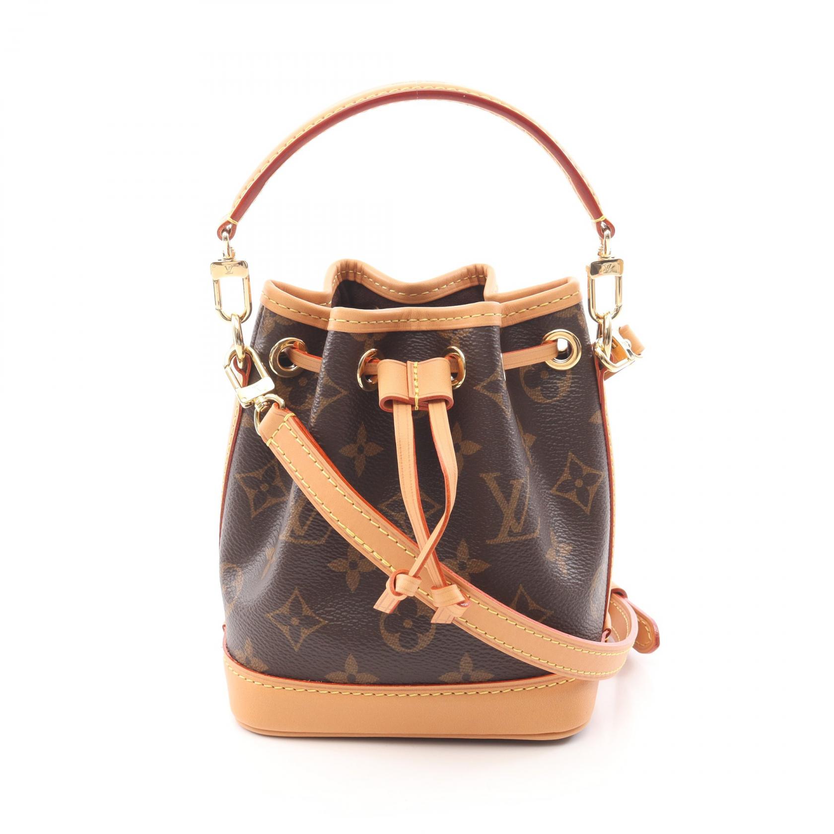 【10%OFFクーポン対象】ルイ・ヴィトン LOUIS VUITTON ナノ ノエ ハンドバッグ バッグ PVCコーティングキャンバス レザー モノグラム レディース ブラウン系 M81266 【中古】