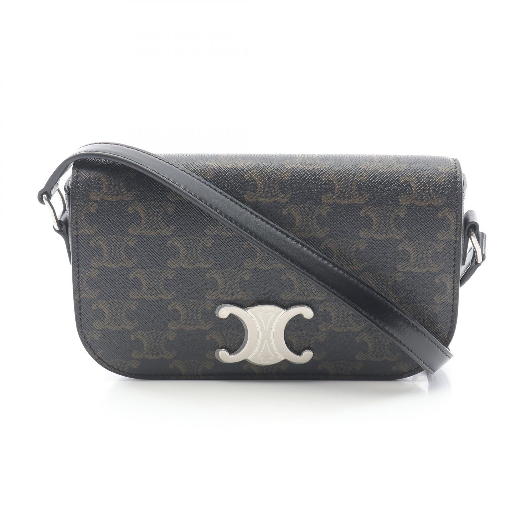 セリーヌ トリオンフ オーバル カーフスキン ポシェット Black ☆Celine☆オーバルバッグ キュイル トリオンフ (CELINE