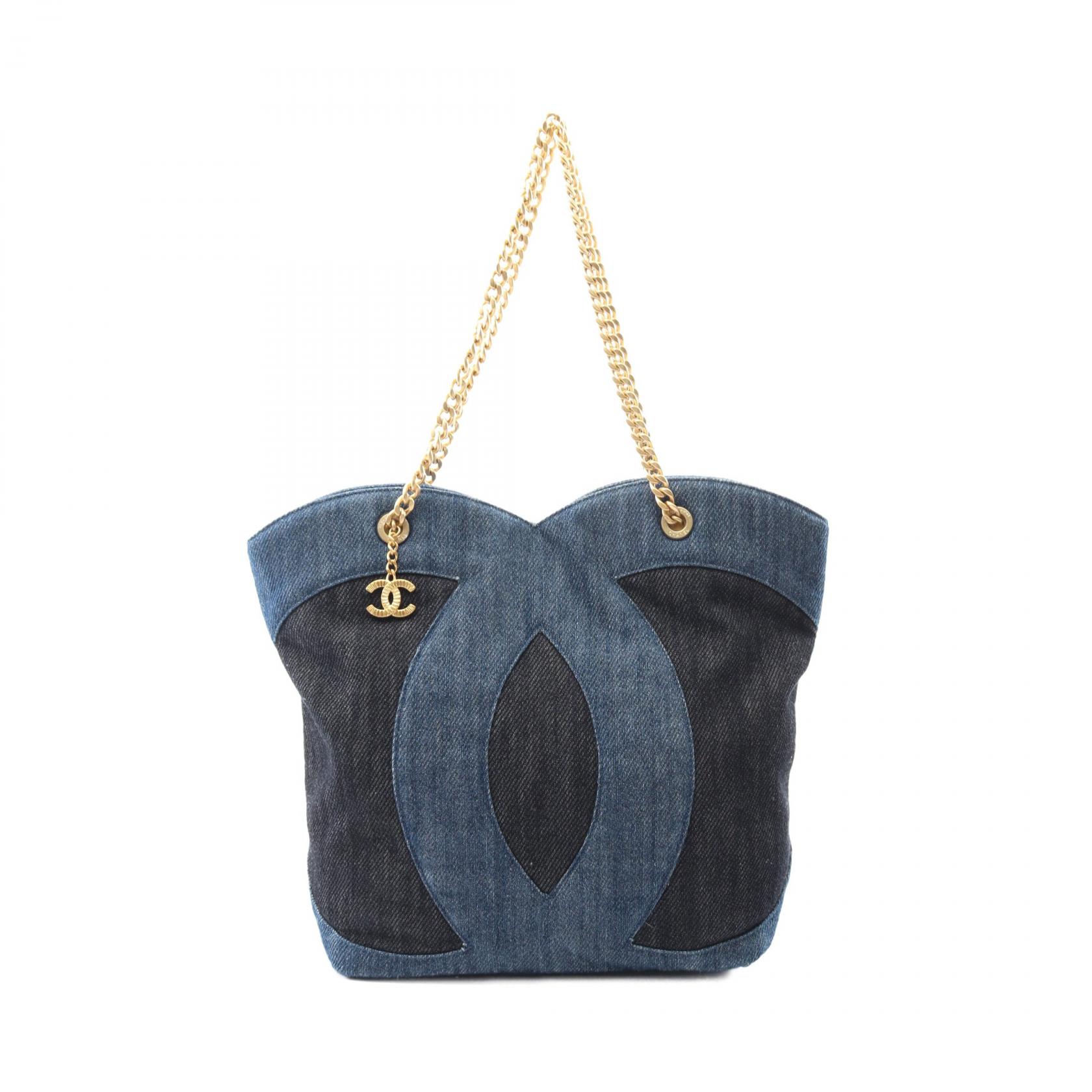 CHANEL シャネル　ネイビー　ドーヴィルライン　トートバッグ シャネル/トートバッグ/ドーヴィルラインMM/ネイビー×黒