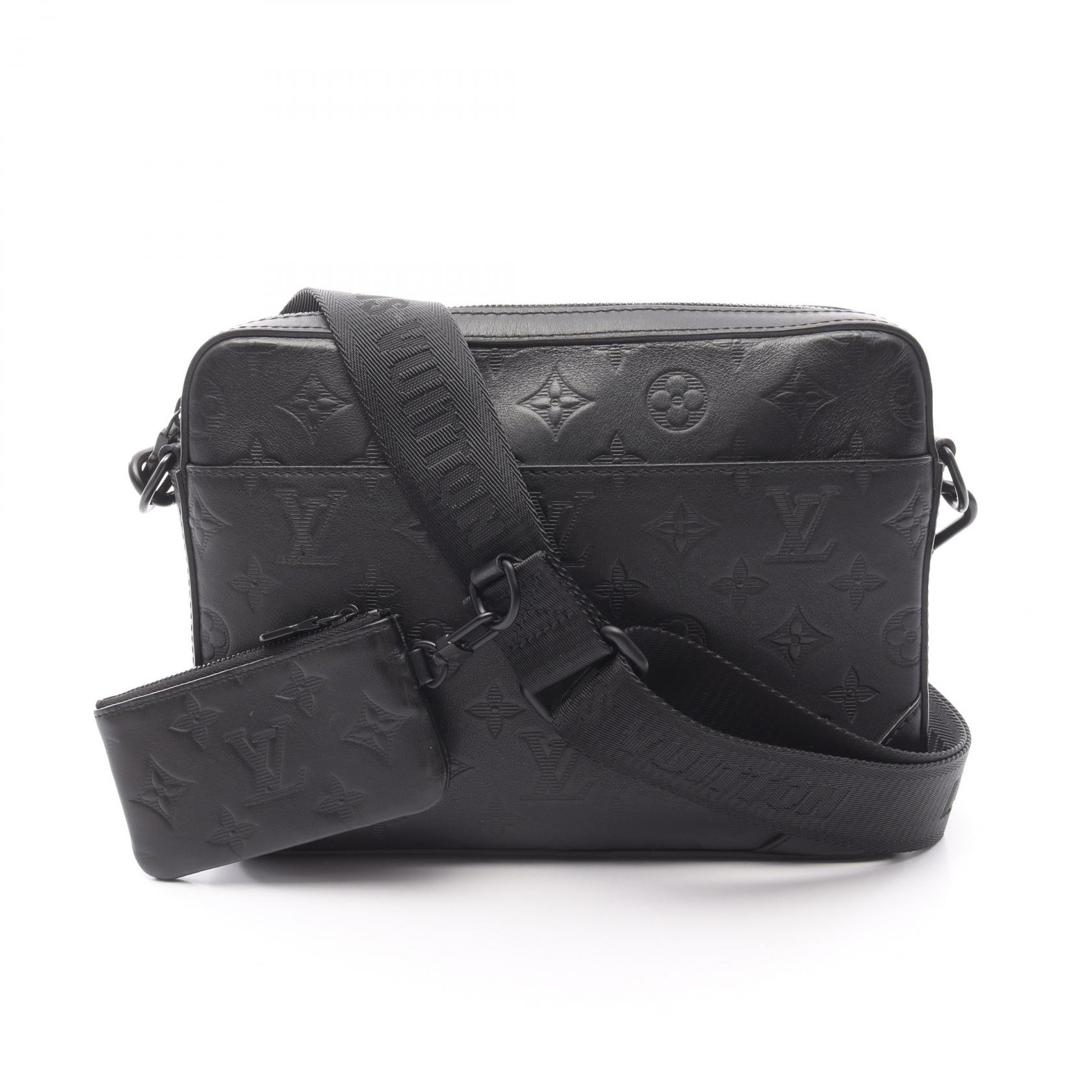ルイ・ヴィトン LOUIS VUITTON デュオ メッセンジャー ショルダーバッグ バッグ レザー モノグラム・シャドウ メンズ ブラック系 M69827 【中古】