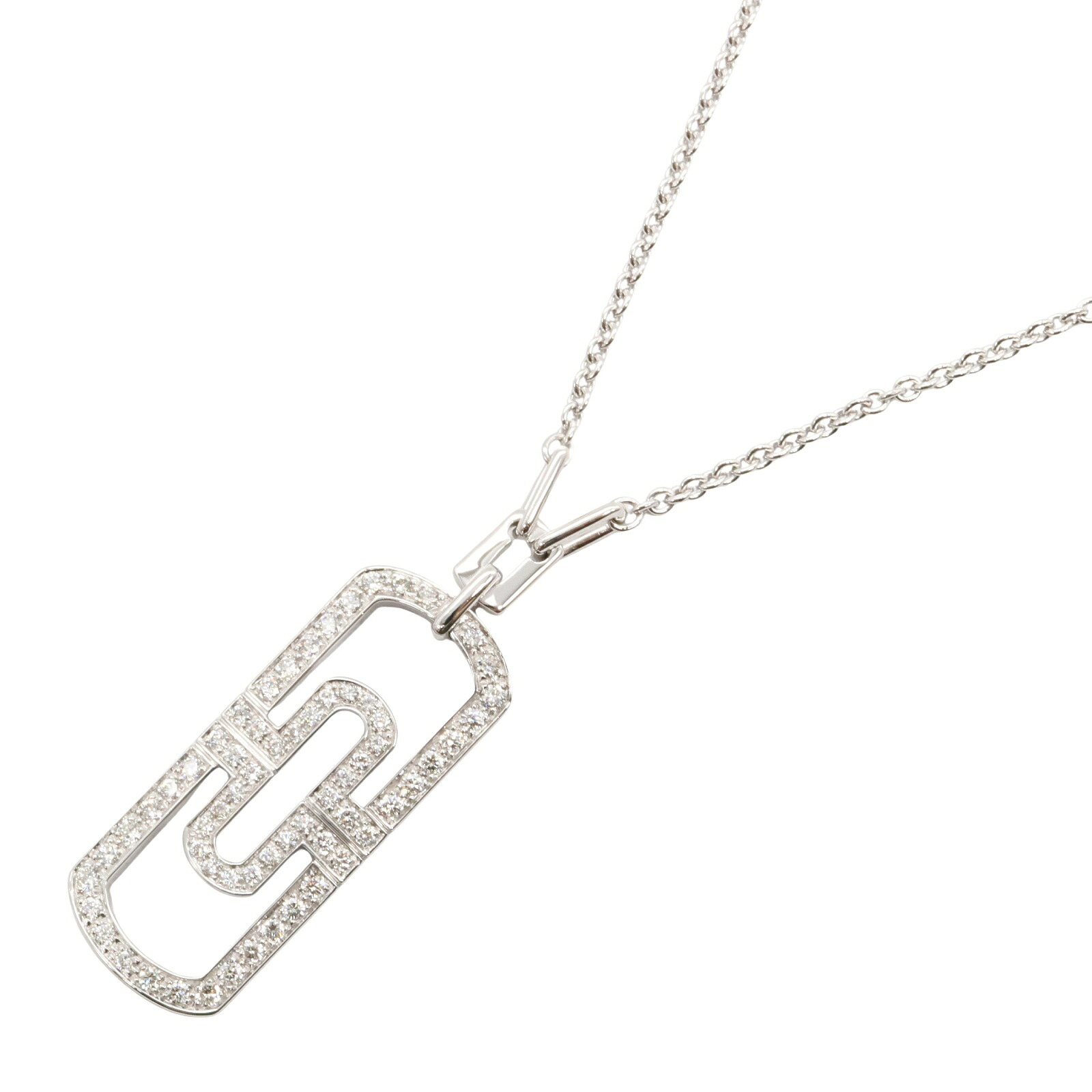 【P5倍×5%OFFクーポン】ブルガリ BVLGARI パレンテシ ネックレス ダイヤ ネックレス ジュエリー K18WG（ホワイトゴールド） ダイヤモンド メンズ レディース クリア系 【中古】